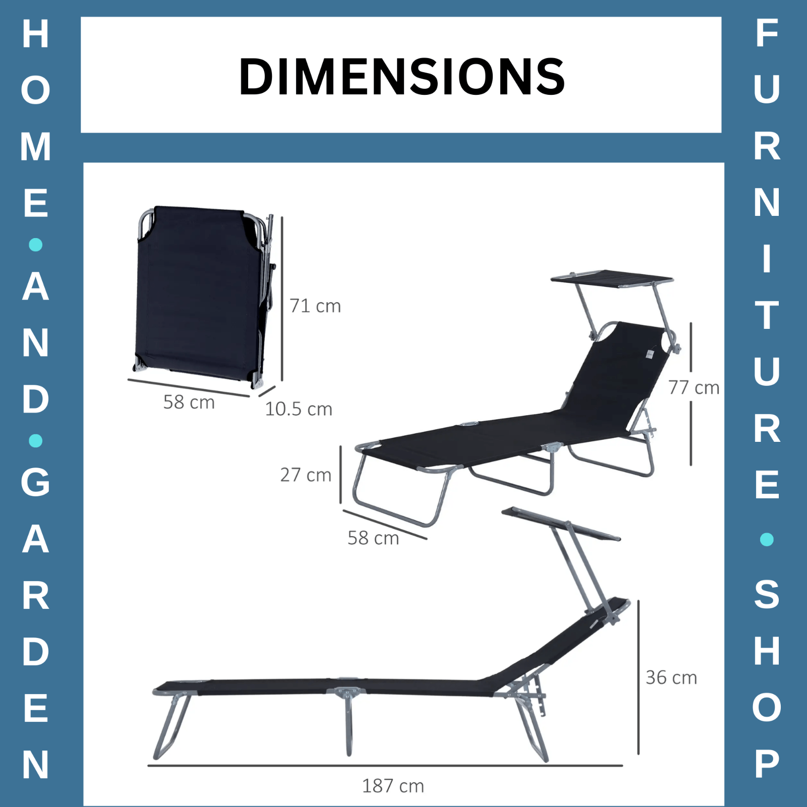 2 Foldable Outdoor Sun Loungers with Removable Shade Canopy & Patio Recliner Set - Home and Garden Furniture Shop - #rustic - furniture#