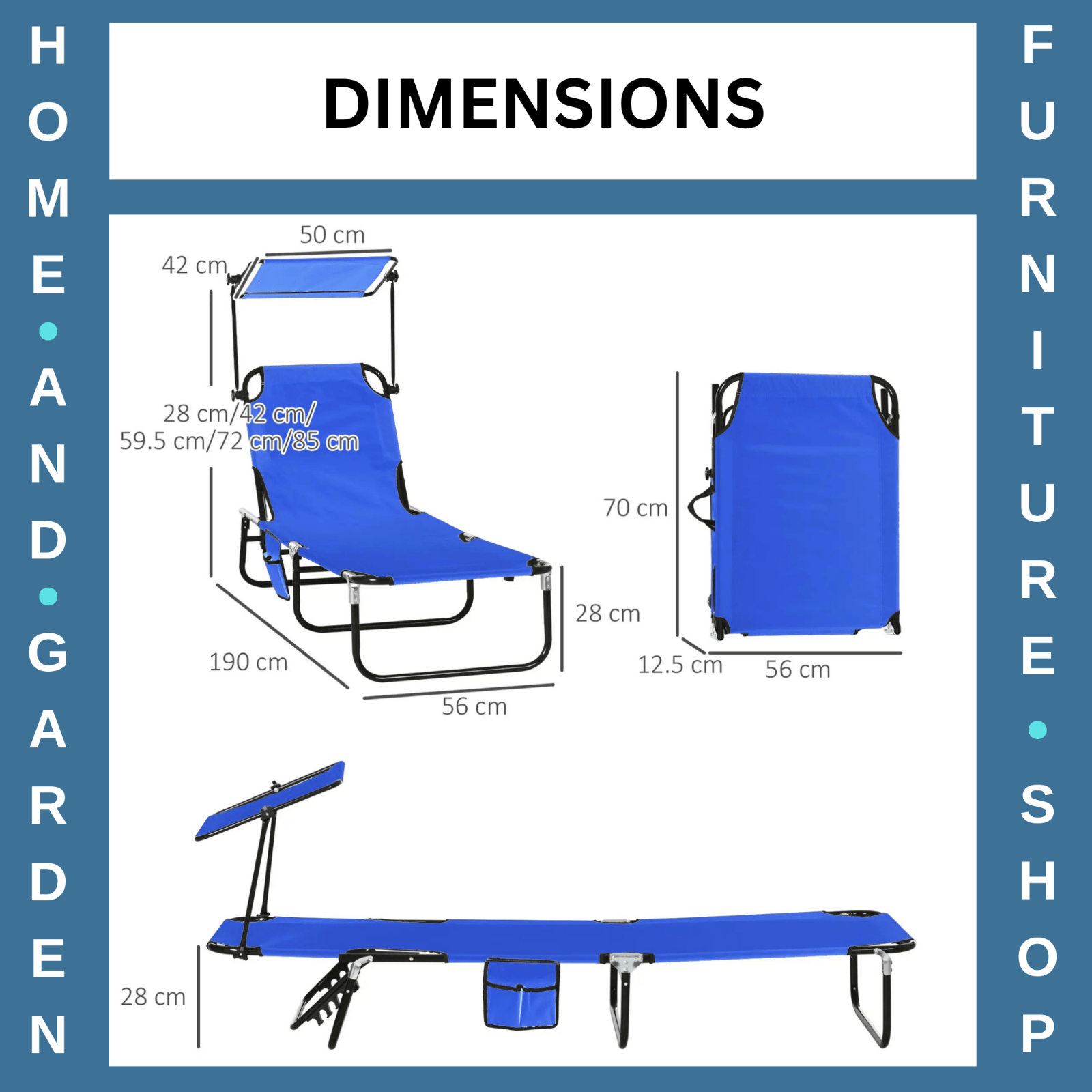 2 Folding Sun Loungers with Canopy Adjustable Reclining Chairs with Side Pockets - Home and Garden Furniture Shop - #rustic - furniture#