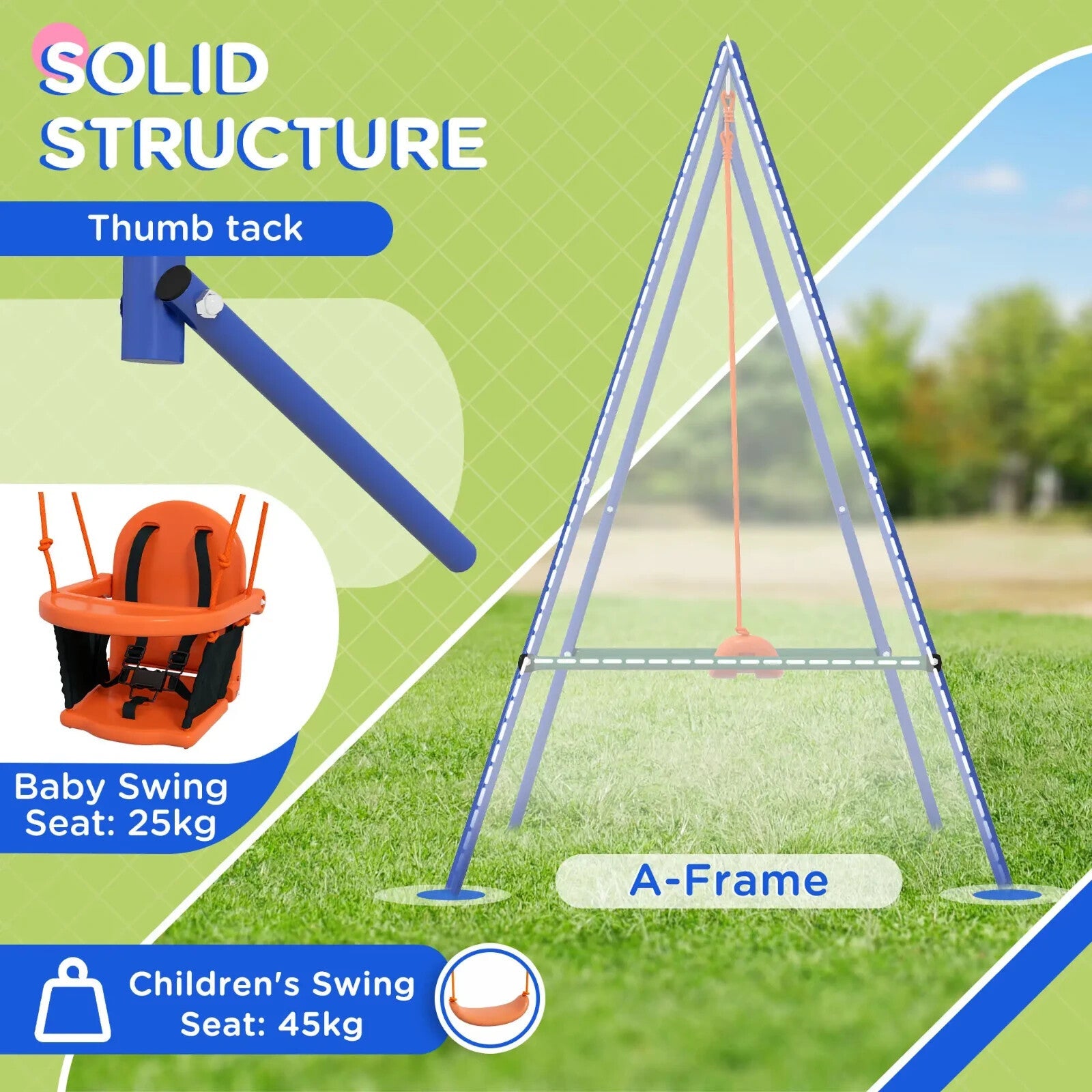 2 in 1 Baby Nursery Swing with Safety Belt Comfortable Seat and Metal for Kids - Home and Garden Furniture Shop - rustic - furniture