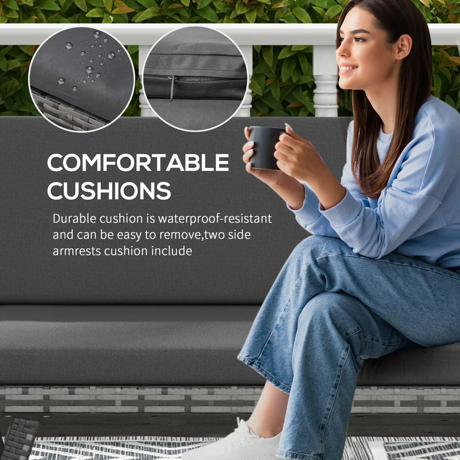 2 in 1 Rattan Folding Daybed Sofa Bench Garden Chaise Lounger with Cushion - Home and Garden Furniture Shop - rustic - furniture