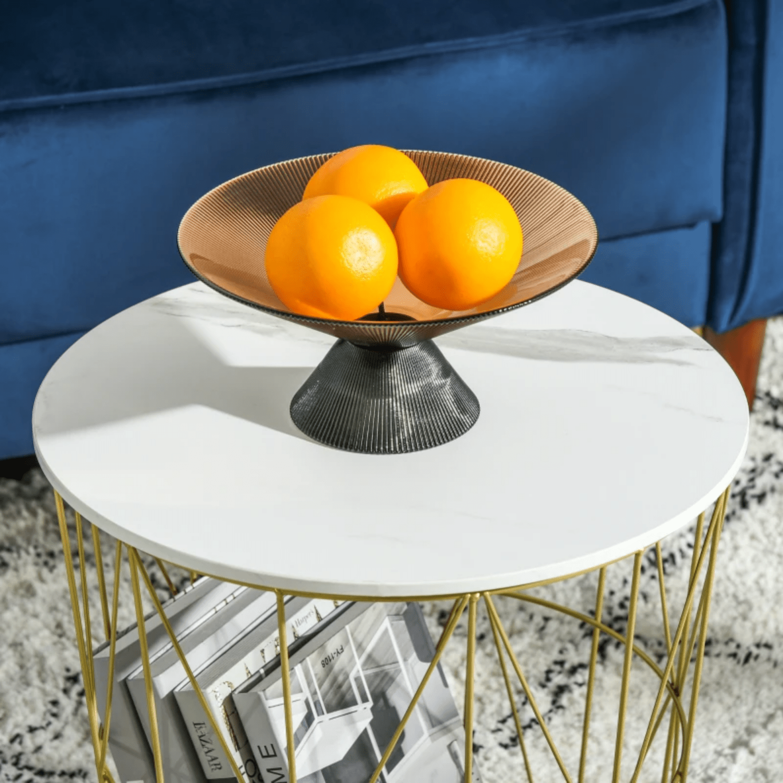 2 Nesting Tables Set Side Tables Soda End Stands Removable Lid Gold Metal Legs - Home and Garden Furniture Shop - #rustic - furniture#