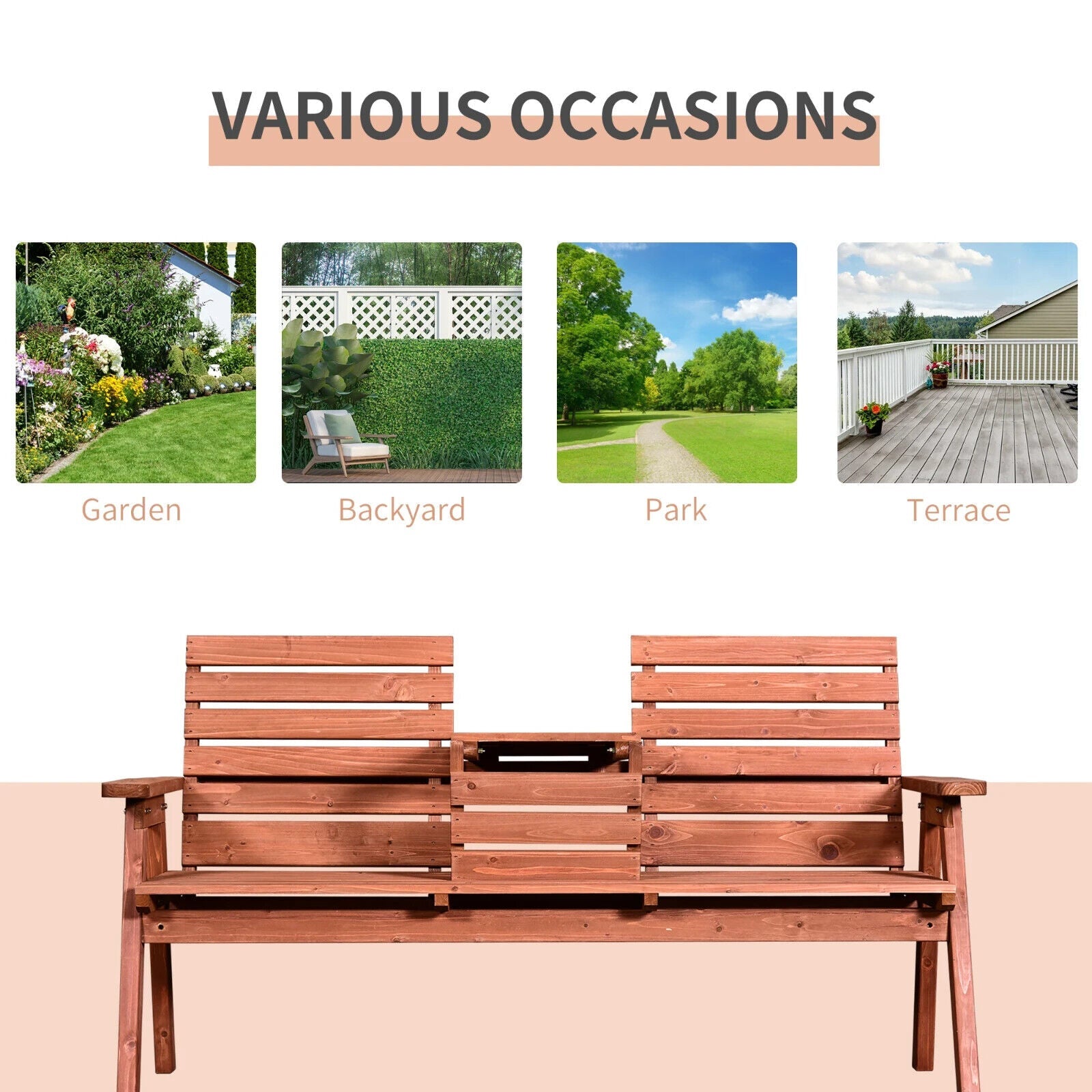 2 or 3 Seater Wooden Garden Bench Convertable Table w/ Armrests Patio Bench Seat - Home and Garden Furniture Shop - #rustic - furniture#