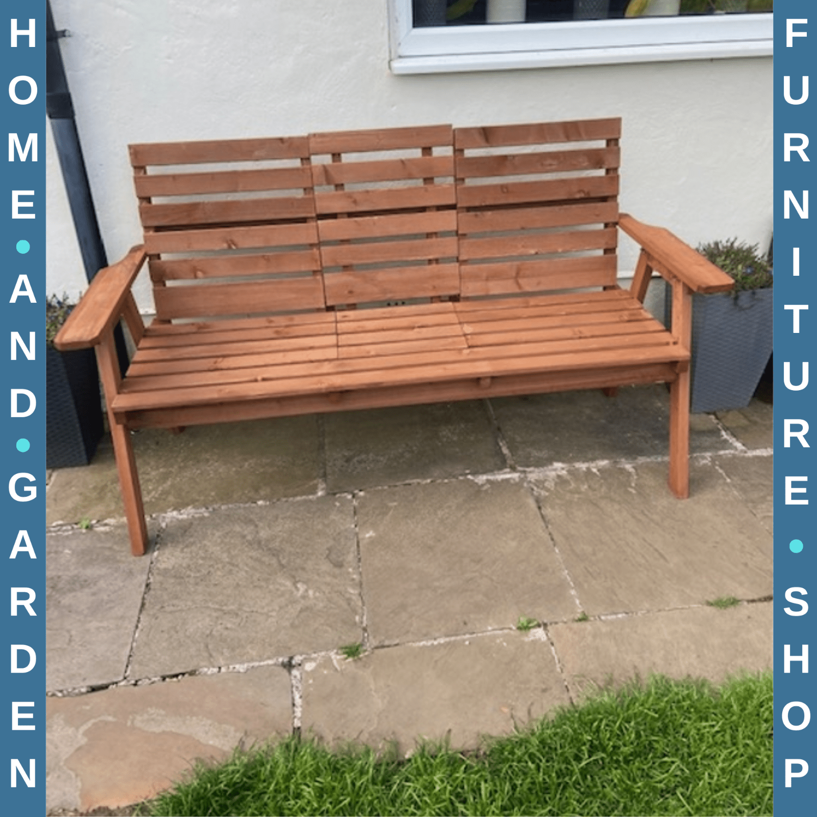 2 or 3 Seater Wooden Garden Bench Convertable Table w/ Armrests Patio Bench Seat - Home and Garden Furniture Shop - rustic - furniture