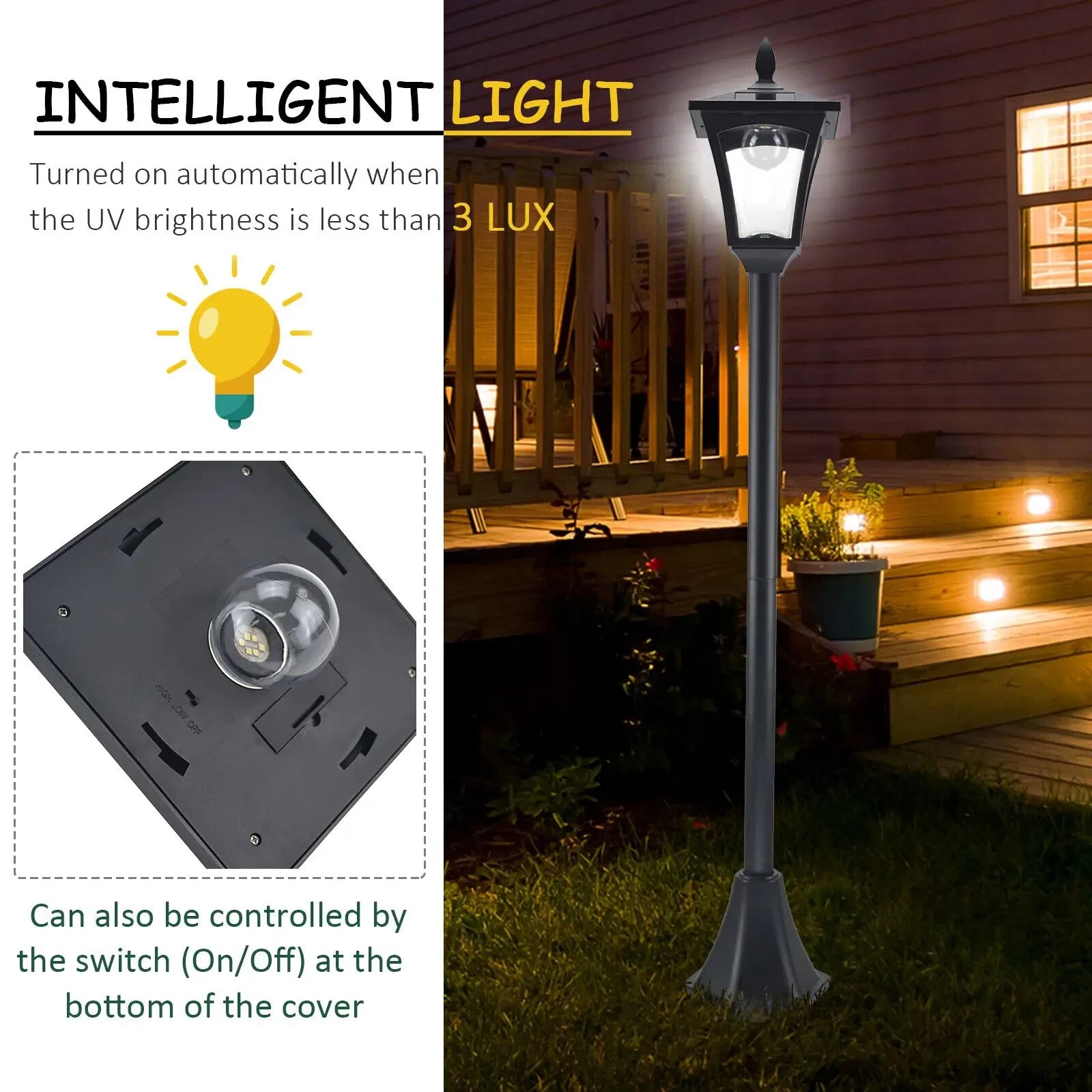2 Pack Solar LED Post Lights Outdoor Garden Pathway Bollard Lamps 1.6m Tall - Home and Garden Furniture Shop - rustic - furniture