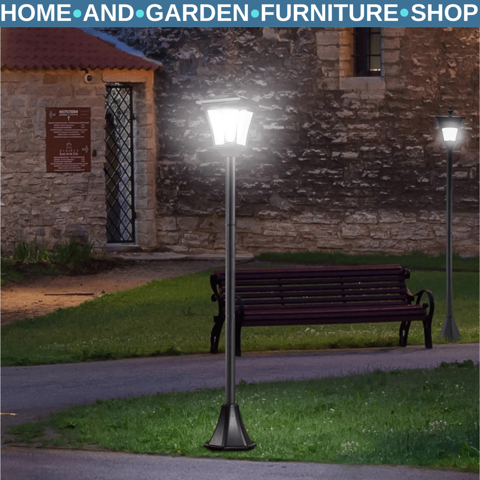 2 Pack Solar LED Post Lights Outdoor Garden Pathway Bollard Lamps 1.6m Tall - Home and Garden Furniture Shop - rustic - furniture