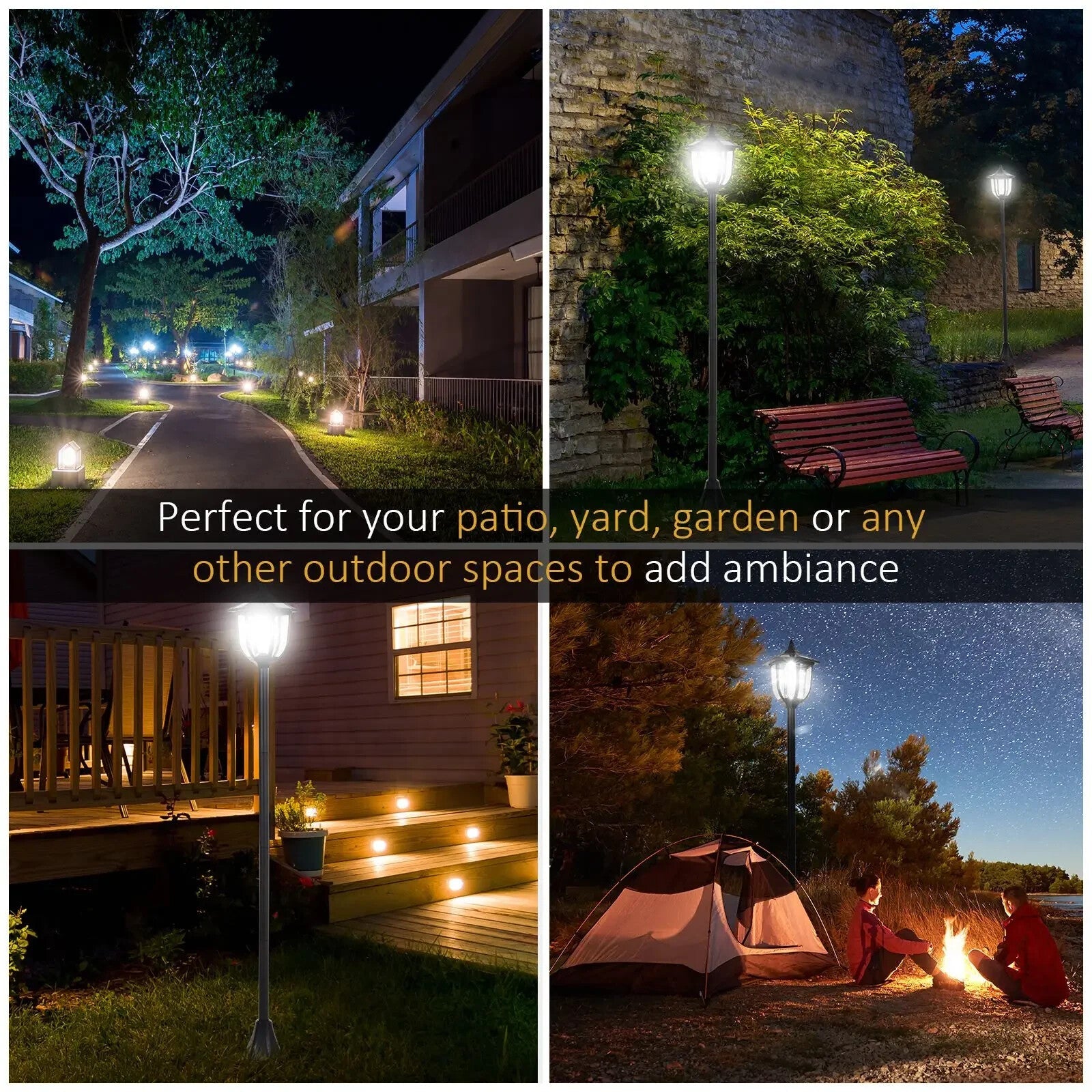 2 Pack Solar LED Post Lights Outdoor Garden Pathway Bollard Lamps 1.6m Tall - Home and Garden Furniture Shop - rustic - furniture