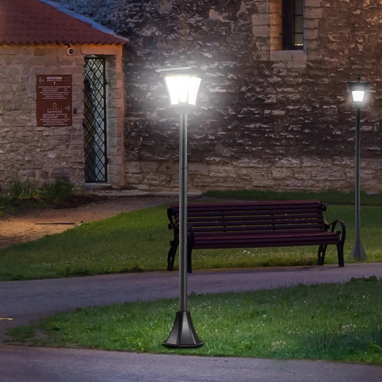 2 Pack Solar LED Post Lights Outdoor Garden Pathway Bollard Lamps 1.6m Tall - Home and Garden Furniture Shop - rustic - furniture