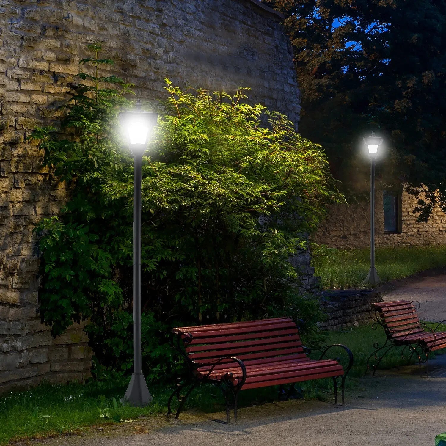 2 Pack Solar LED Post Lights Outdoor Garden Pathway Bollard Lamps 1.6m Tall - Home and Garden Furniture Shop - rustic - furniture