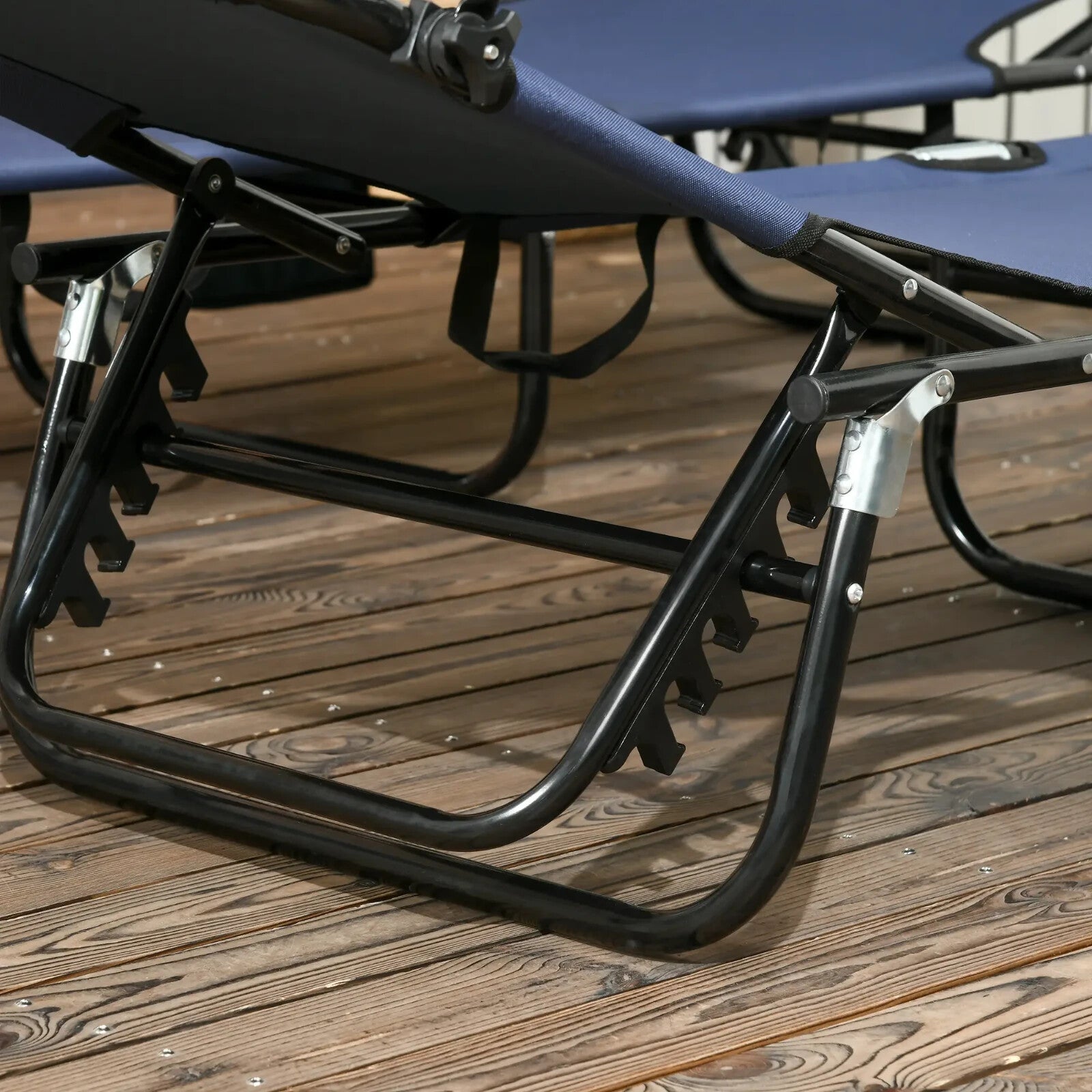 2 Pcs Folding Sun Loungers with Canopy Adjustable Recliner Chairs for Garden Use - Home and Garden Furniture Shop - rustic - furniture