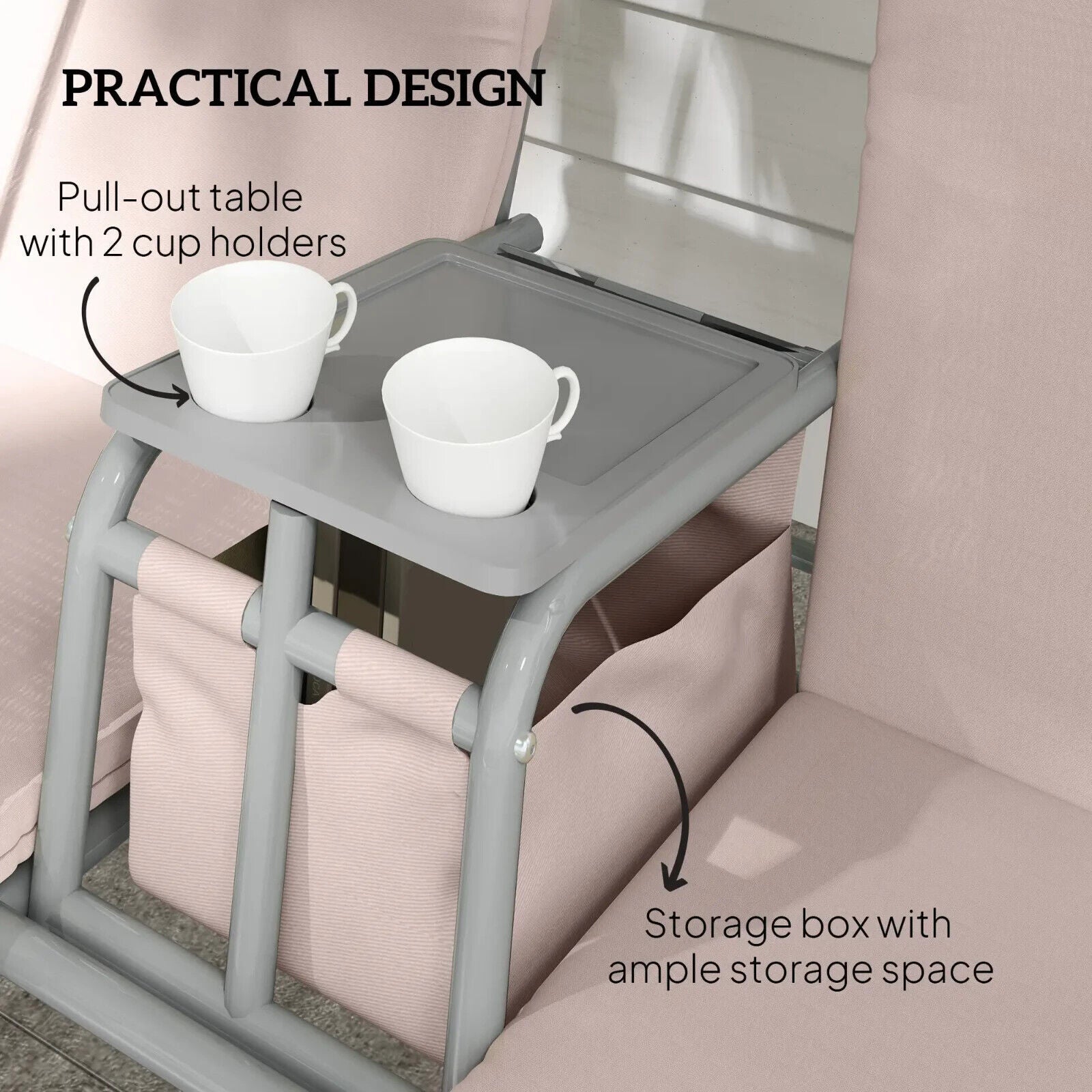 2 Person Patio Swing Chair Bench Canopy Shade Pivot Table Storage Console Beige - Home and Garden Furniture Shop - #rustic - furniture#