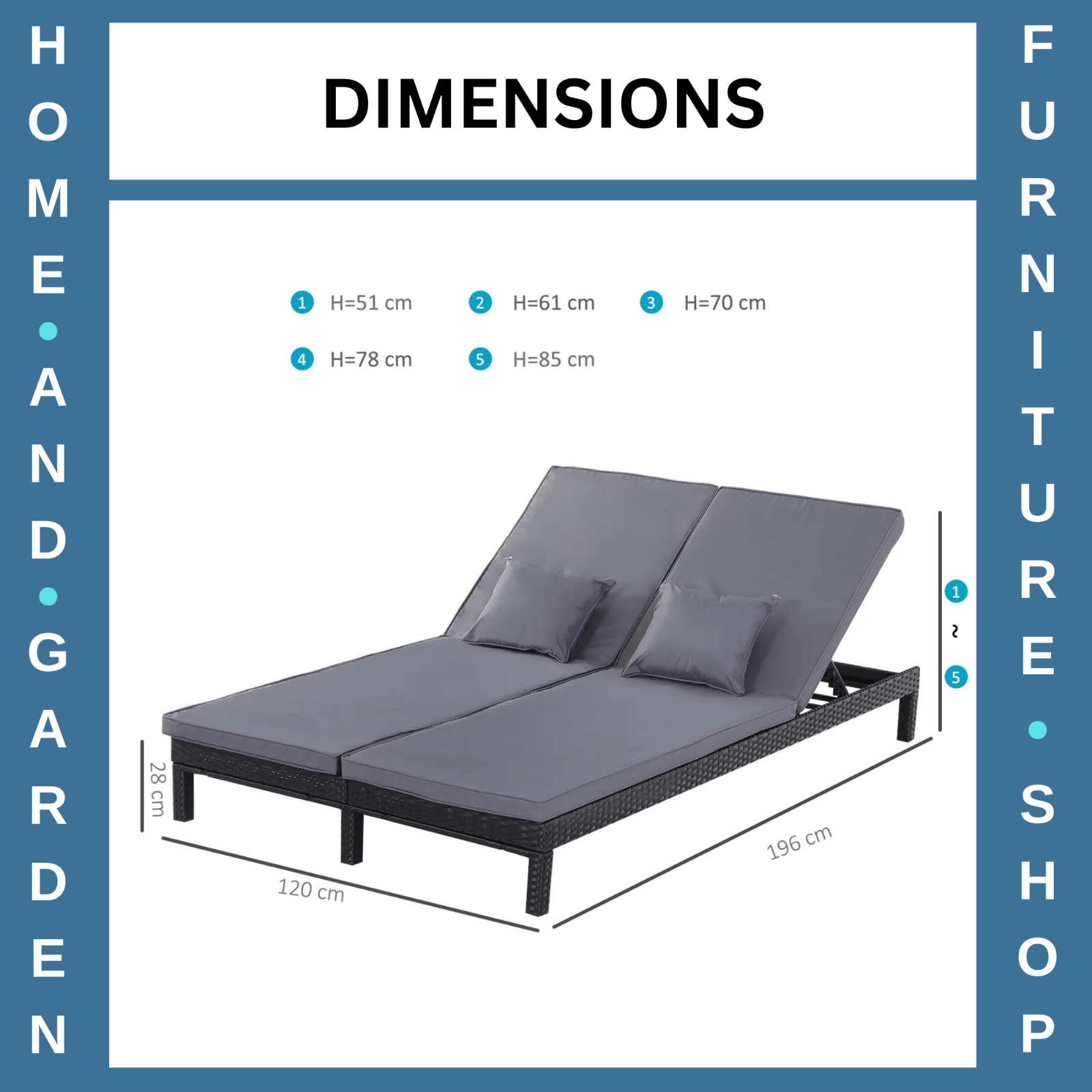 2 Person Rattan Double Sun Lounger Chair w/ Cushions & Adjustable Backrest Black - Home and Garden Furniture Shop - rustic - furniture