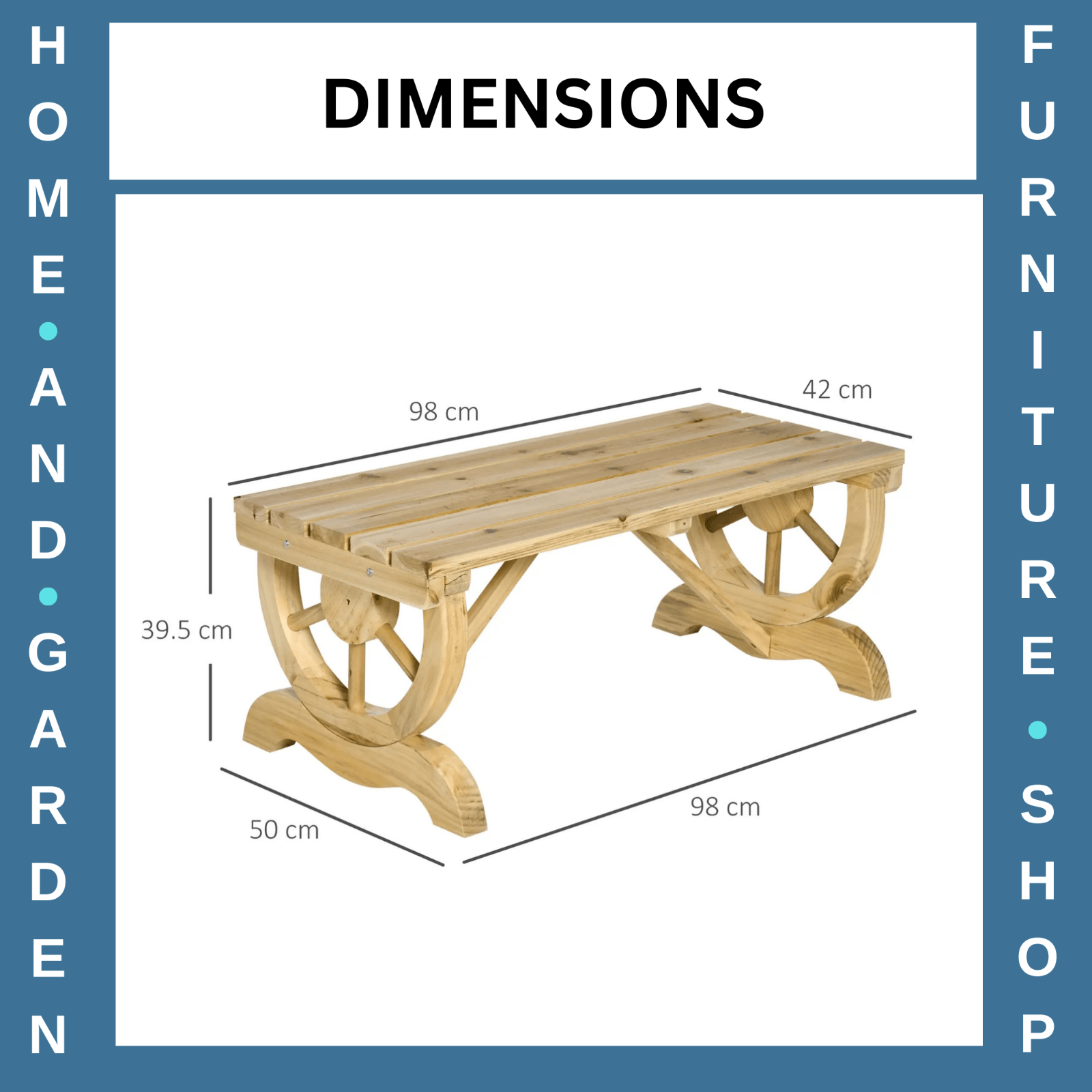 2 Person Rustic Wooden Garden Bench with Wheel Legs & Slatted Seat for Patio Use - Home and Garden Furniture Shop - #rustic - furniture#