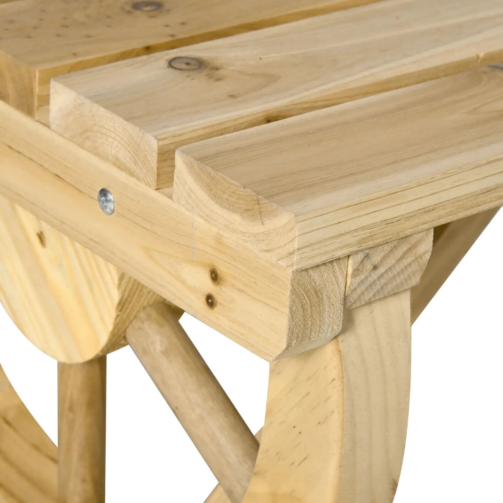 2 Person Rustic Wooden Garden Bench with Wheel Legs & Slatted Seat for Patio Use - Home and Garden Furniture Shop - #rustic - furniture#