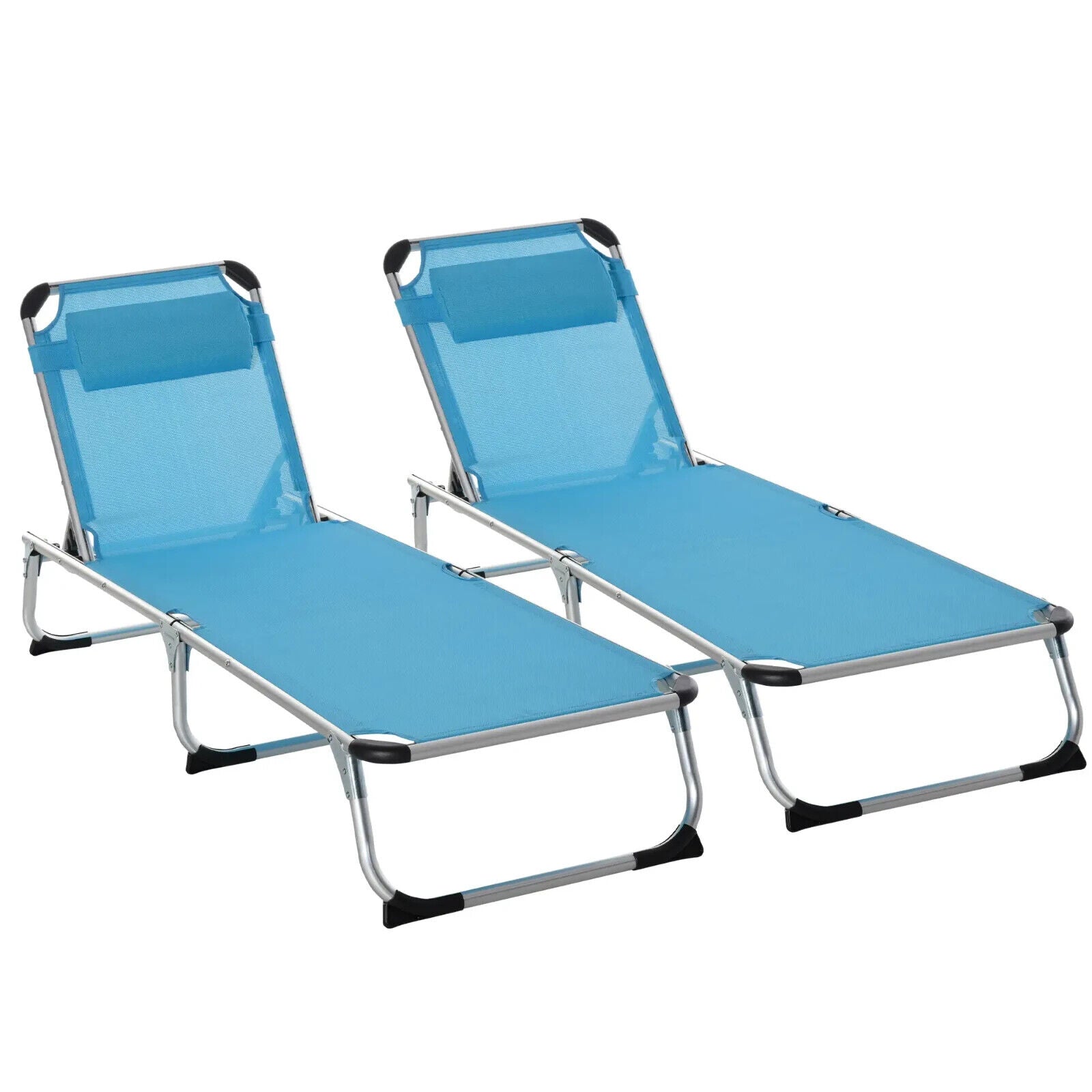 2 Piece Foldable Outdoor Sun Lounger with Pillow 5 - Level Adjustable Reclining - Home and Garden Furniture Shop - #rustic - furniture#