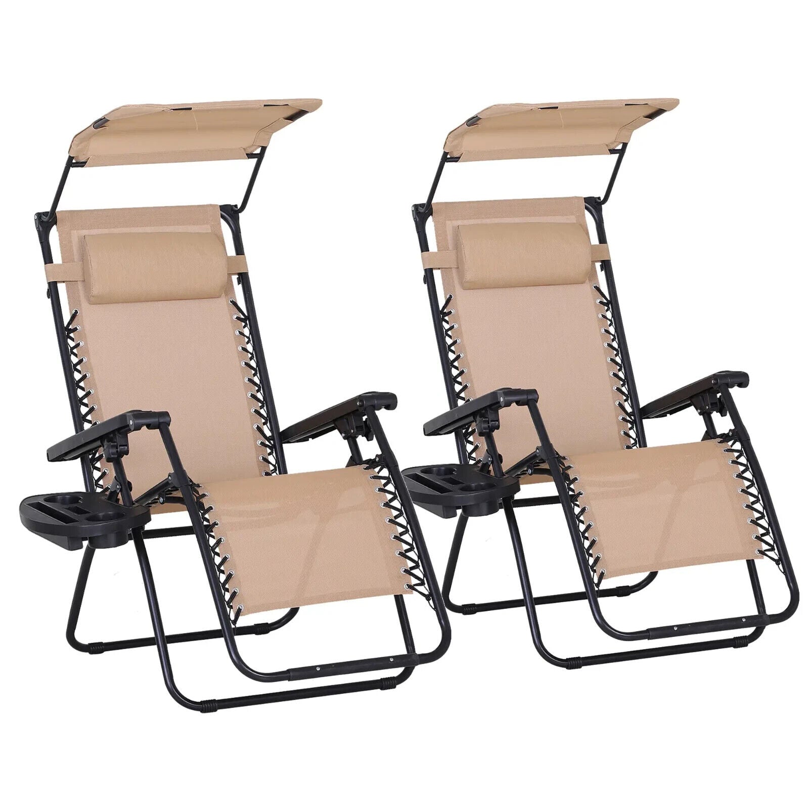 2 Piece Foldable Reclining Garden Chairs Zero Gravity Deck Sun Loungers Set - Home and Garden Furniture Shop - #rustic - furniture#
