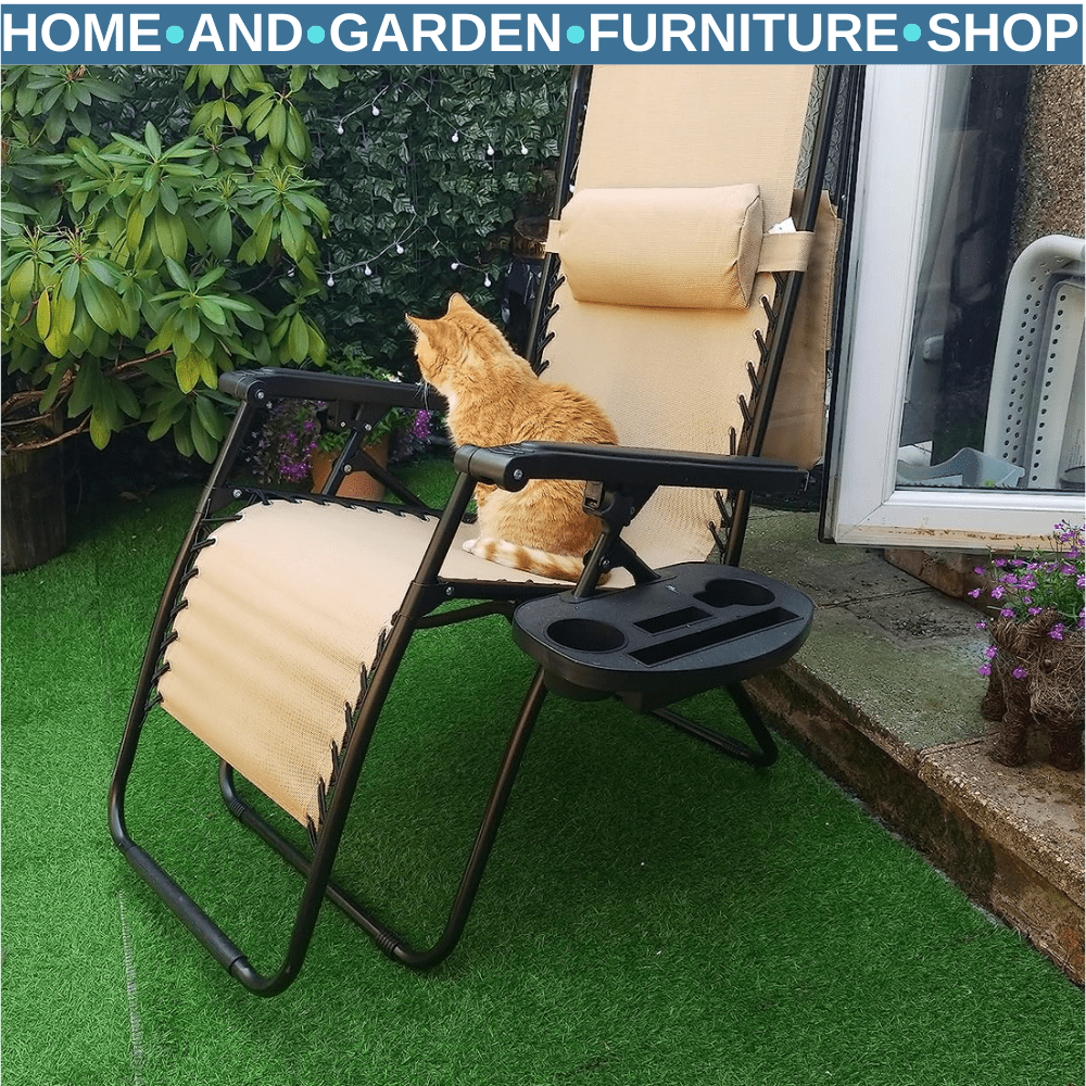 2 Piece Foldable Reclining Garden Chairs Zero Gravity Deck Sun Loungers Set - Home and Garden Furniture Shop - #rustic - furniture#