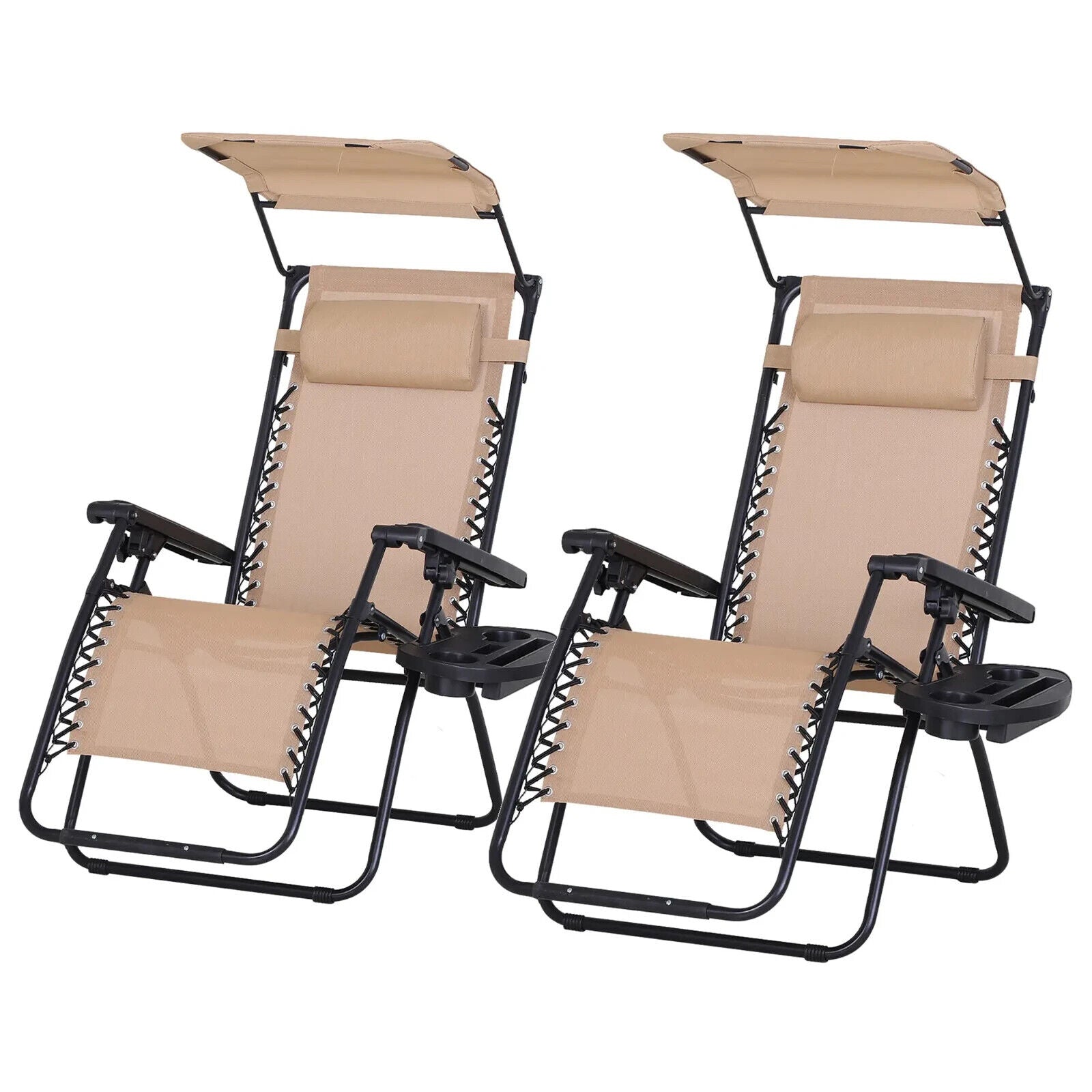 2 Piece Foldable Reclining Garden Chairs Zero Gravity Deck Sun Loungers Set - Home and Garden Furniture Shop - #rustic - furniture#