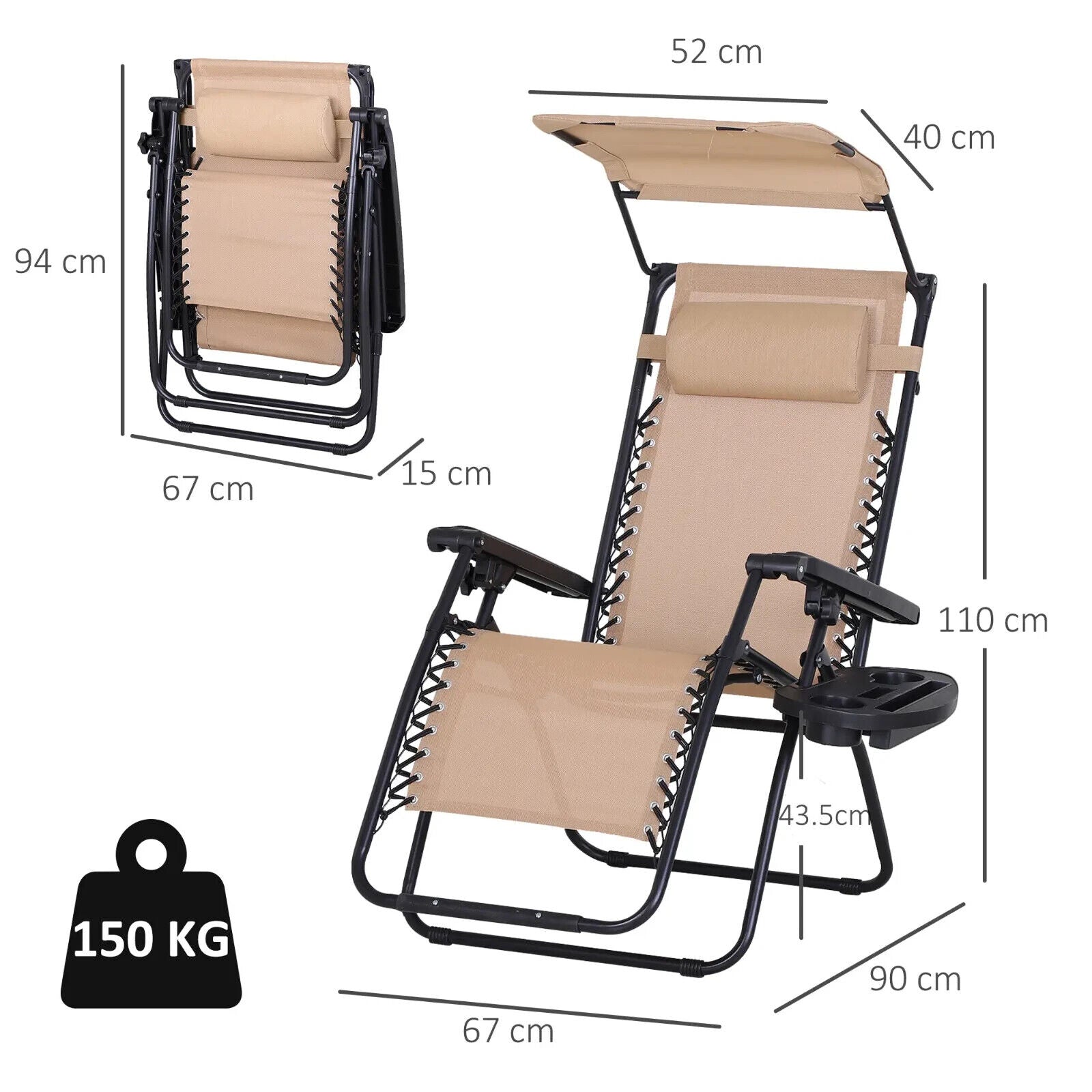 2 Piece Foldable Reclining Garden Chairs Zero Gravity Deck Sun Loungers Set - Home and Garden Furniture Shop - #rustic - furniture#