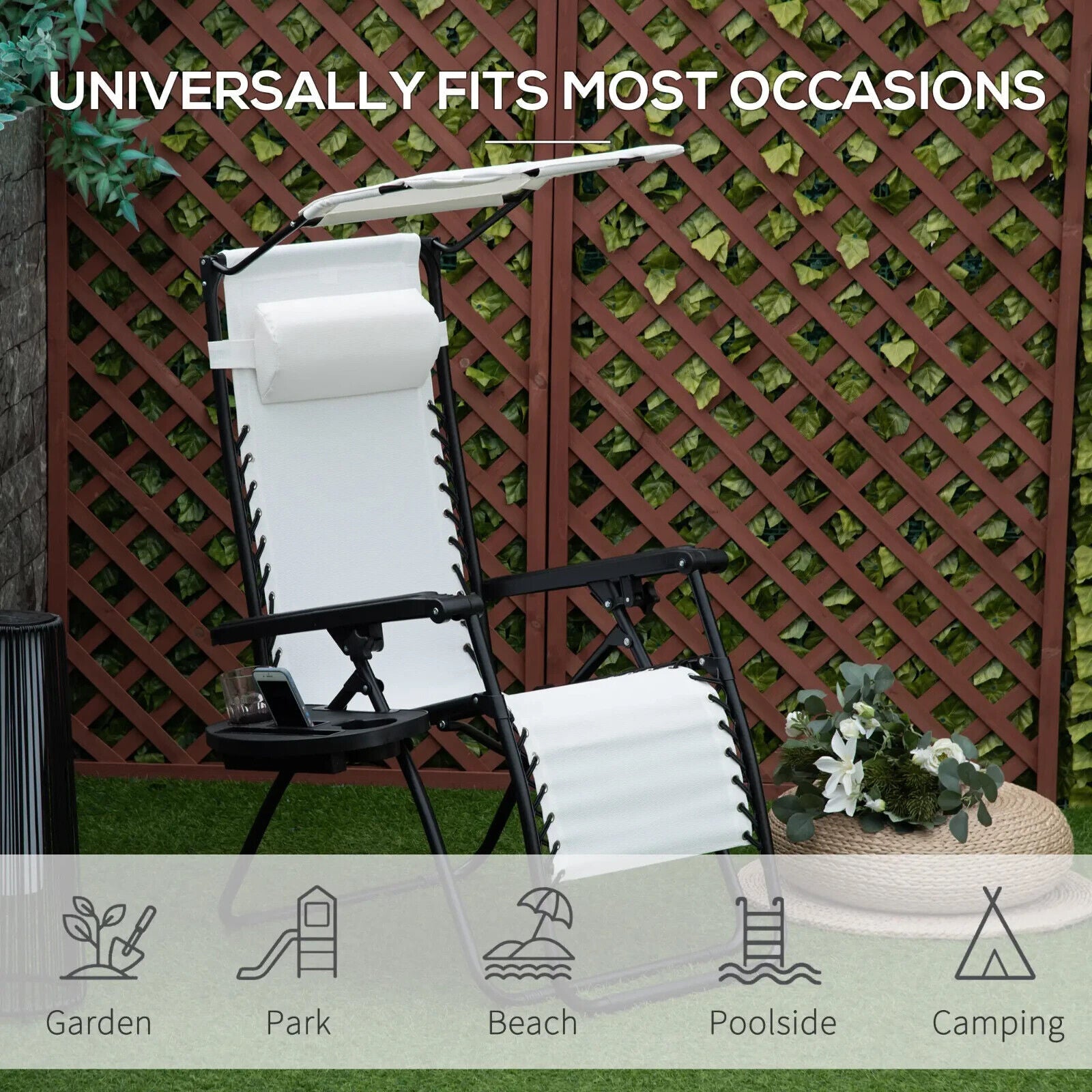 2 Piece Foldable Reclining Garden Chairs Zero Gravity Outdoor Deck Loungers Set - Home and Garden Furniture Shop - #rustic - furniture#