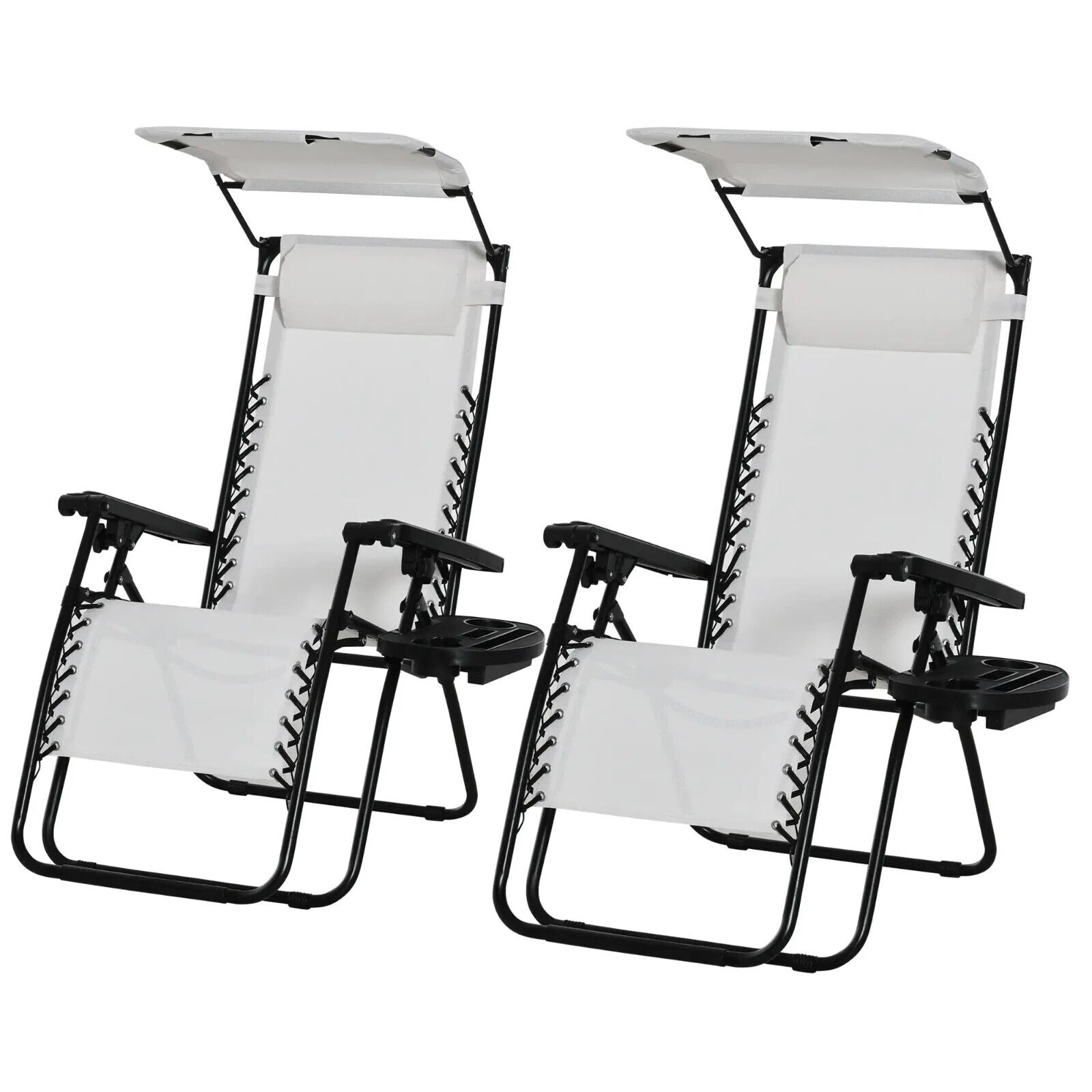 2 Piece Foldable Reclining Garden Chairs Zero Gravity Outdoor Deck Loungers Set - Home and Garden Furniture Shop - #rustic - furniture#