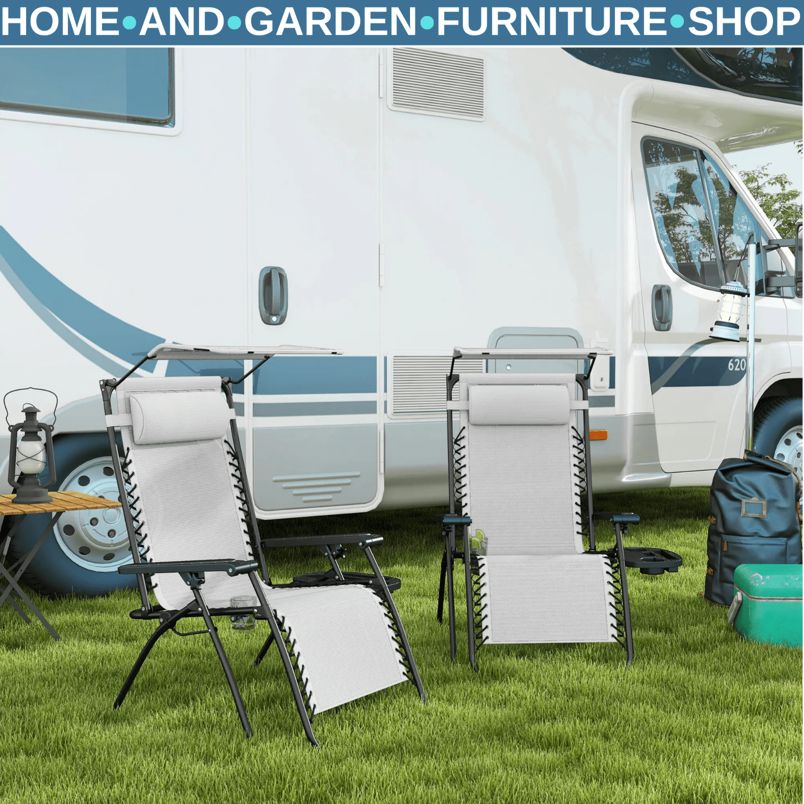 2 Piece Foldable Reclining Garden Chairs Zero Gravity Outdoor Deck Loungers Set - Home and Garden Furniture Shop - #rustic - furniture#