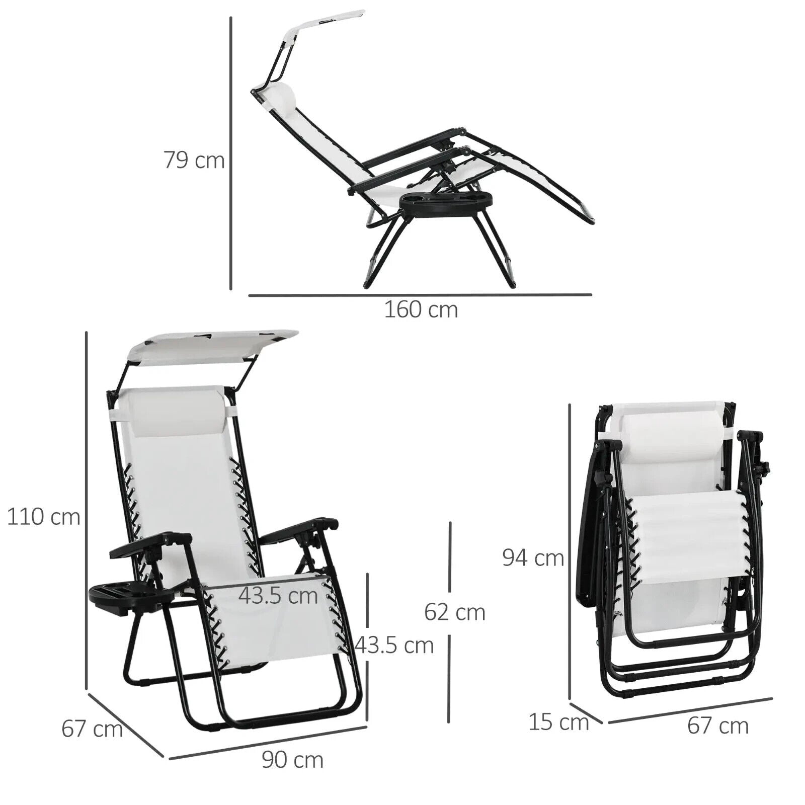 2 Piece Foldable Reclining Garden Chairs Zero Gravity Outdoor Deck Loungers Set - Home and Garden Furniture Shop - #rustic - furniture#