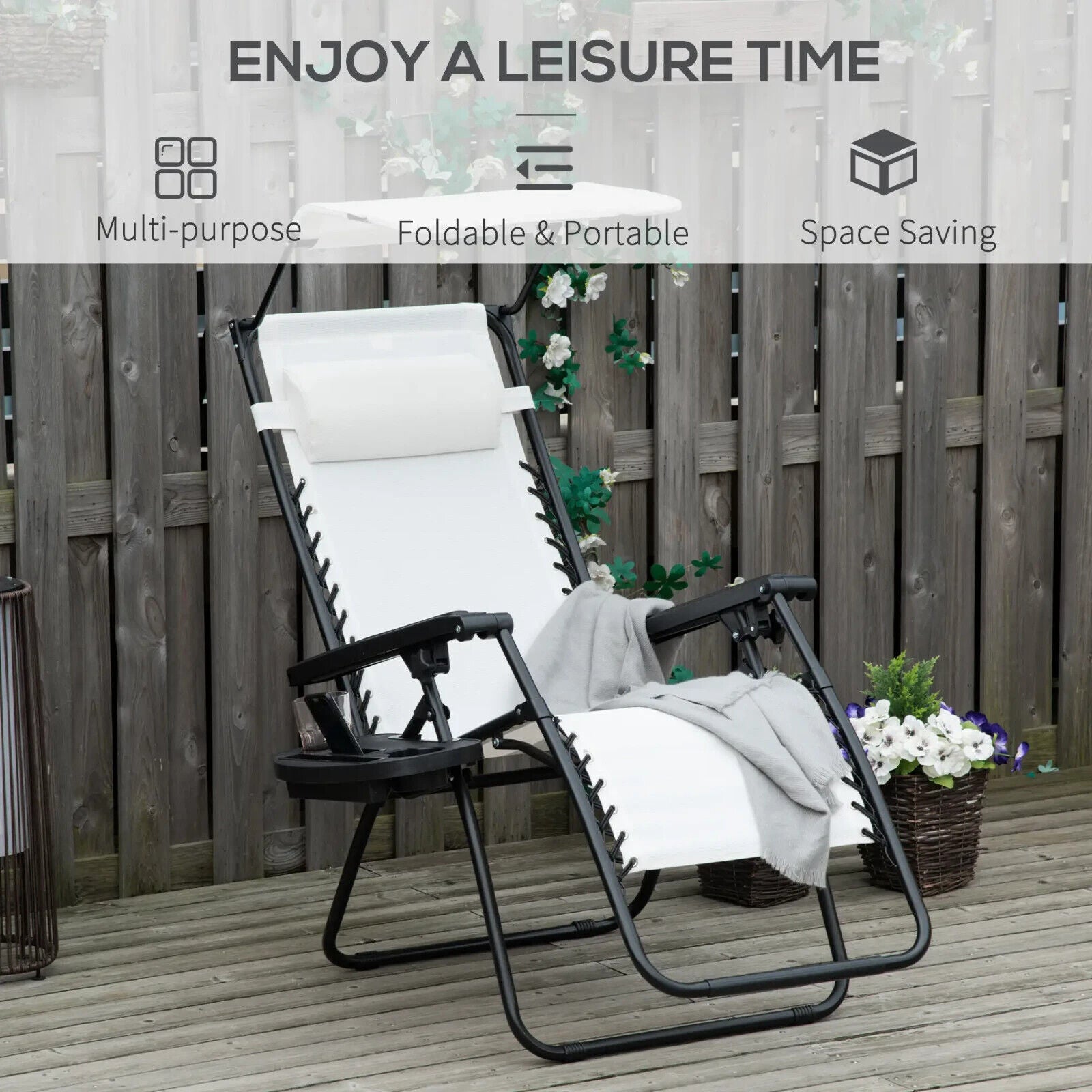 2 Piece Foldable Reclining Garden Chairs Zero Gravity Outdoor Deck Loungers Set - Home and Garden Furniture Shop - #rustic - furniture#