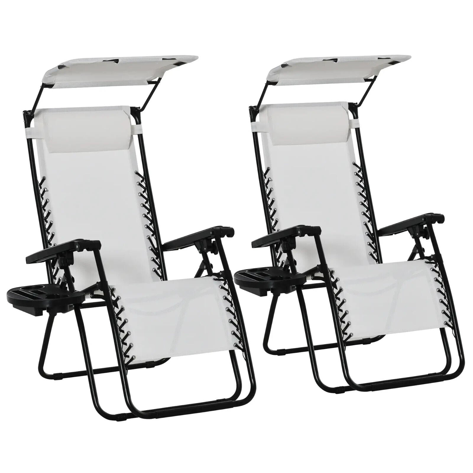 2 Piece Foldable Reclining Garden Chairs Zero Gravity Outdoor Deck Loungers Set - Home and Garden Furniture Shop - #rustic - furniture#