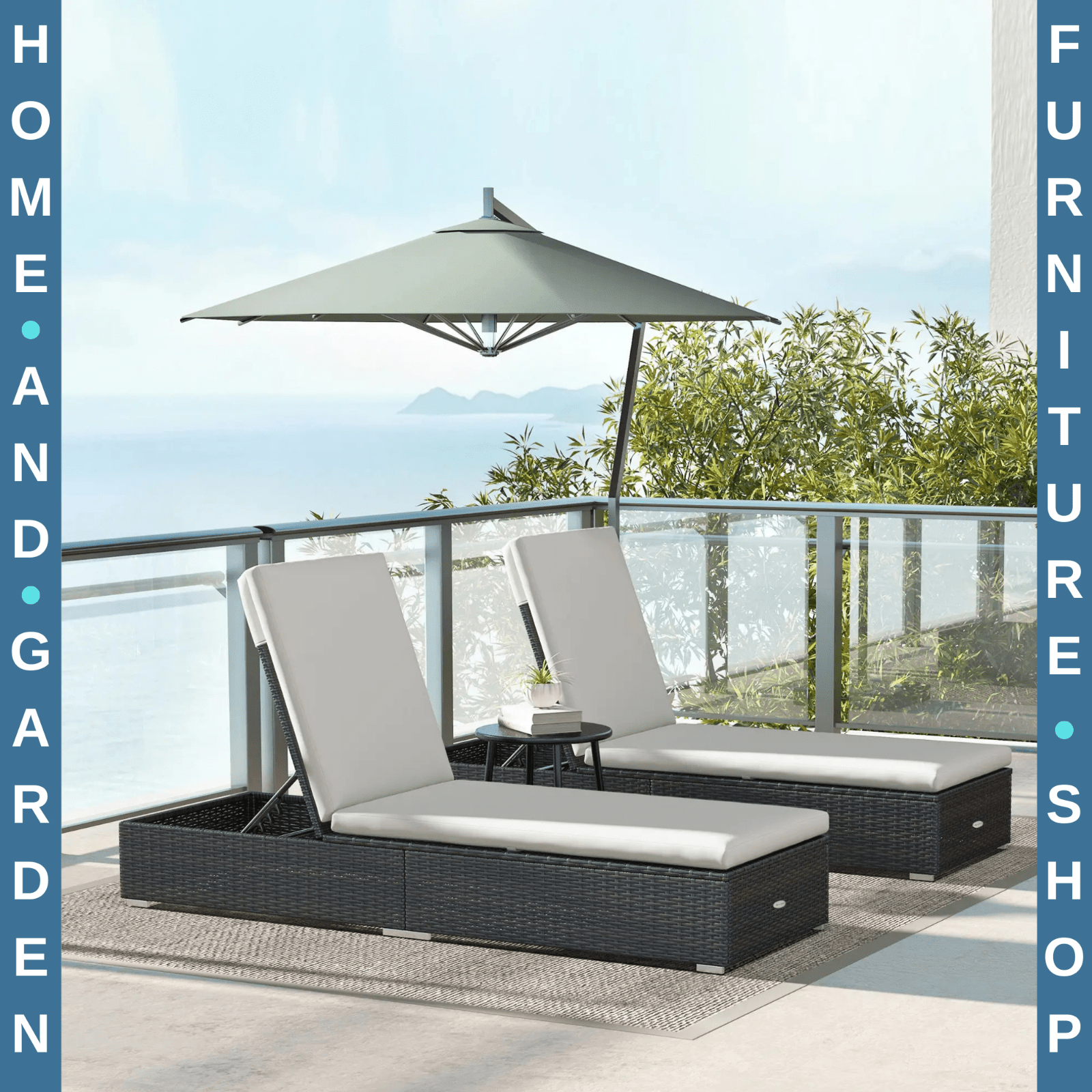 2 Piece Folding Reclining Sun Lounger Chairs with Adjustable Sun Shade for Beach - Home and Garden Furniture Shop - #rustic - furniture#