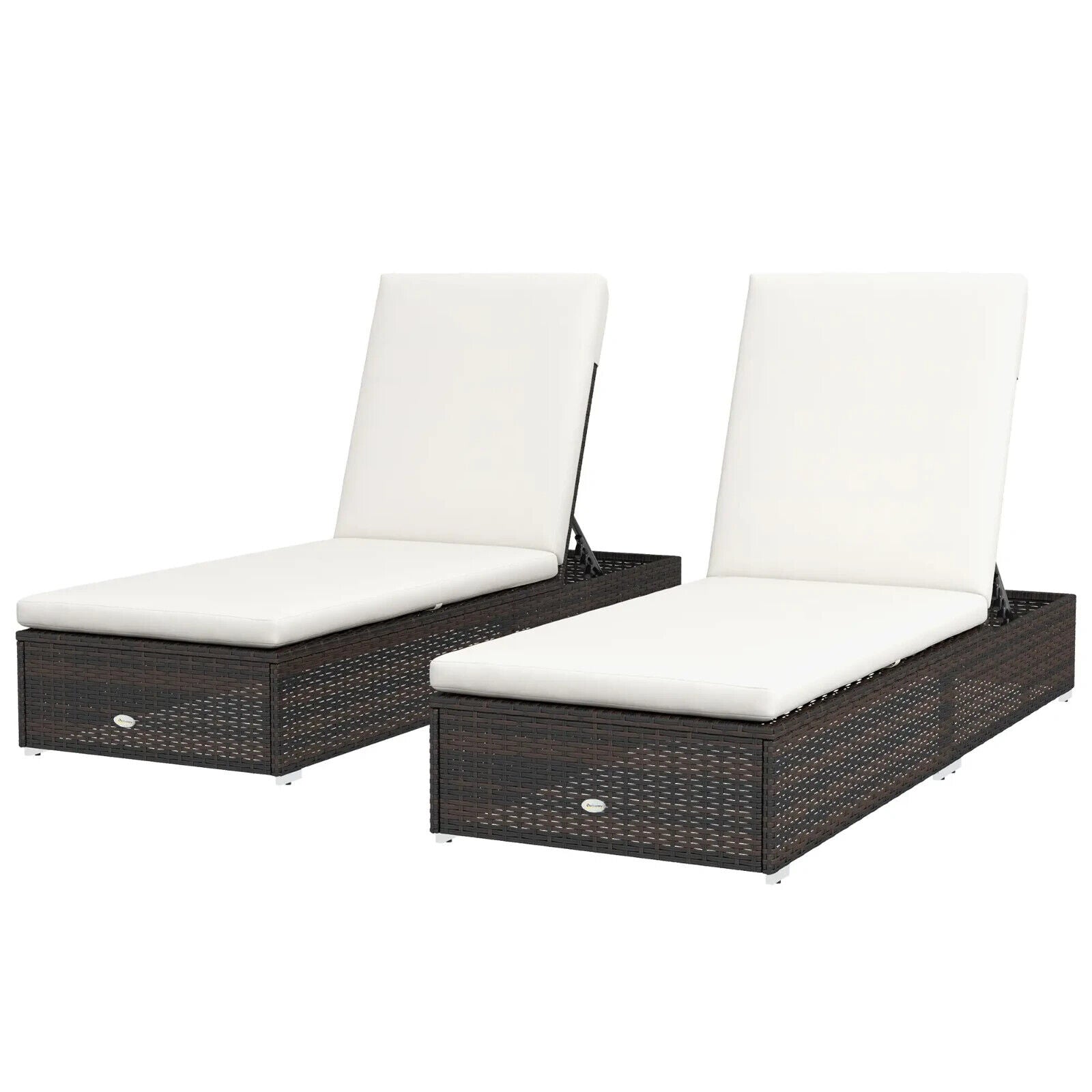 2 Piece Folding Reclining Sun Lounger Chairs with Adjustable Sun Shade for Beach - Home and Garden Furniture Shop - #rustic - furniture#