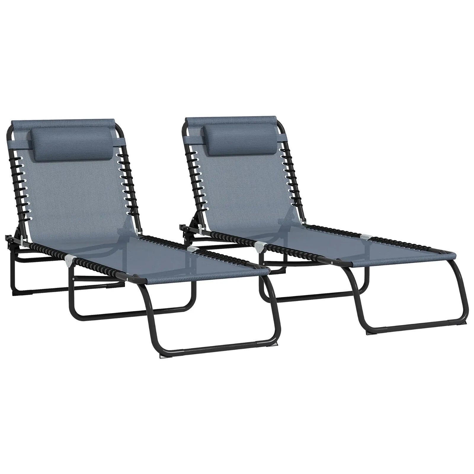 2 Piece Folding Sun Lounger Set with 4 Position Recliner Garden Camping Chairs - Home and Garden Furniture Shop - rustic - furniture