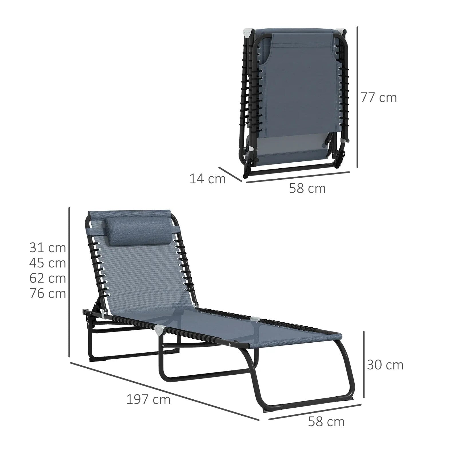 2 Piece Folding Sun Lounger Set with 4 Position Recliner Garden Camping Chairs - Home and Garden Furniture Shop - rustic - furniture