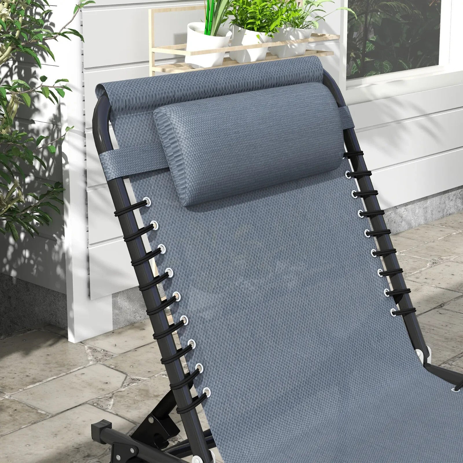 2 Piece Folding Sun Lounger Set with 4 Position Recliner Garden Camping Chairs - Home and Garden Furniture Shop - rustic - furniture