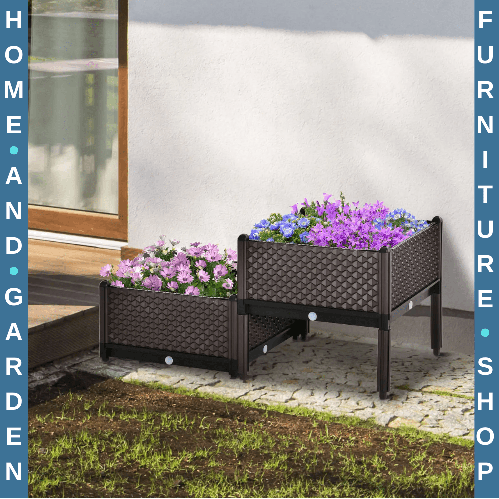 2 Piece Raised Garden Bed Planter Box Vegetable Planting Container for Outdoor - Home and Garden Furniture Shop - rustic - furniture