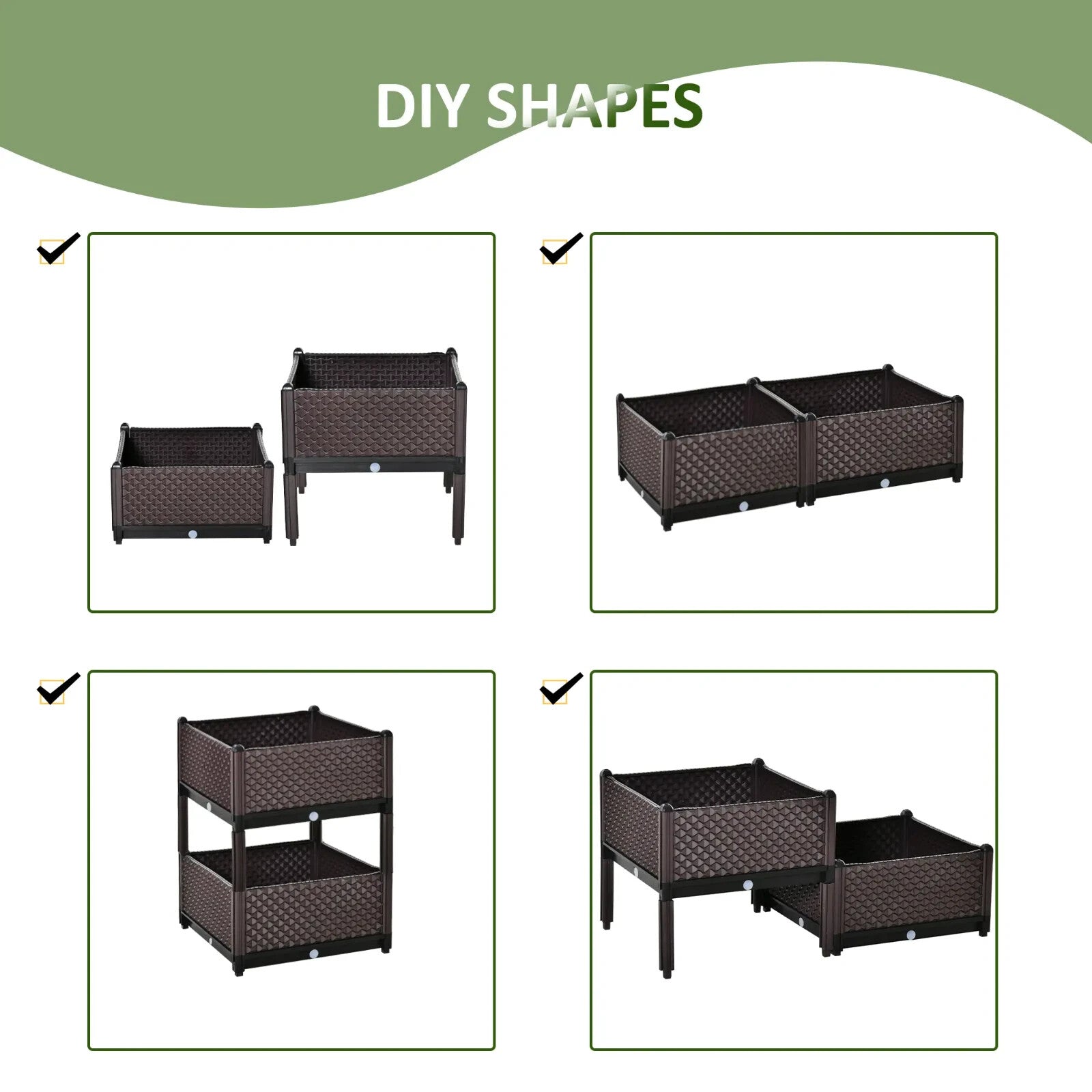 2 Piece Raised Garden Bed Planter Box Vegetable Planting Container for Outdoor - Home and Garden Furniture Shop - rustic - furniture