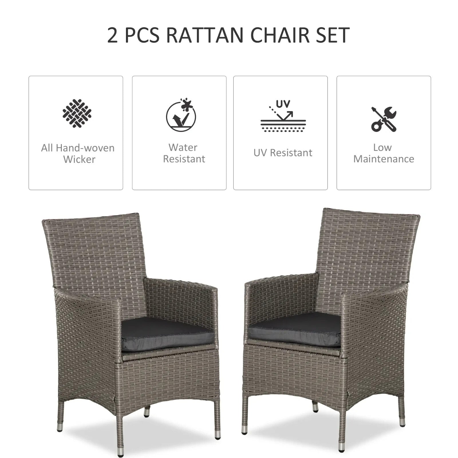 2 Piece Rattan Garden Armchair Set with Cushions Dining Chairs Wicker Furniture - Home and Garden Furniture Shop - rustic - furniture