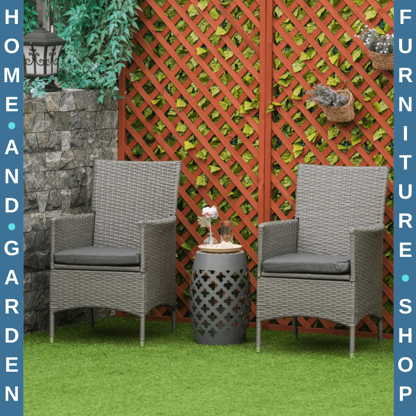 2 Piece Rattan Garden Armchair Set with Cushions Dining Chairs Wicker Furniture - Home and Garden Furniture Shop - rustic - furniture