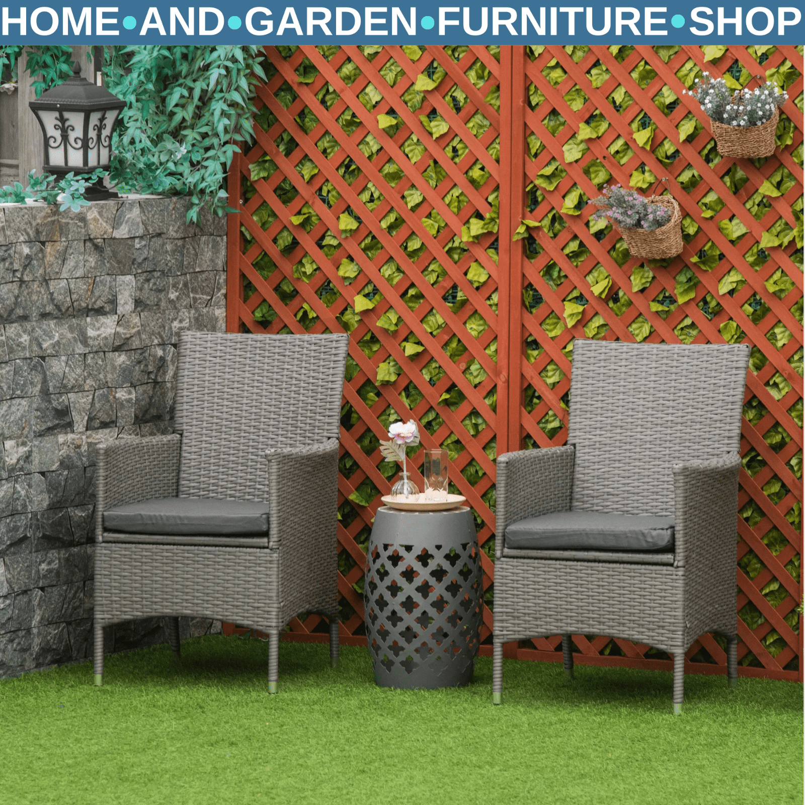 2 Piece Rattan Garden Armchair Set with Cushions Dining Chairs Wicker Furniture - Home and Garden Furniture Shop - rustic - furniture