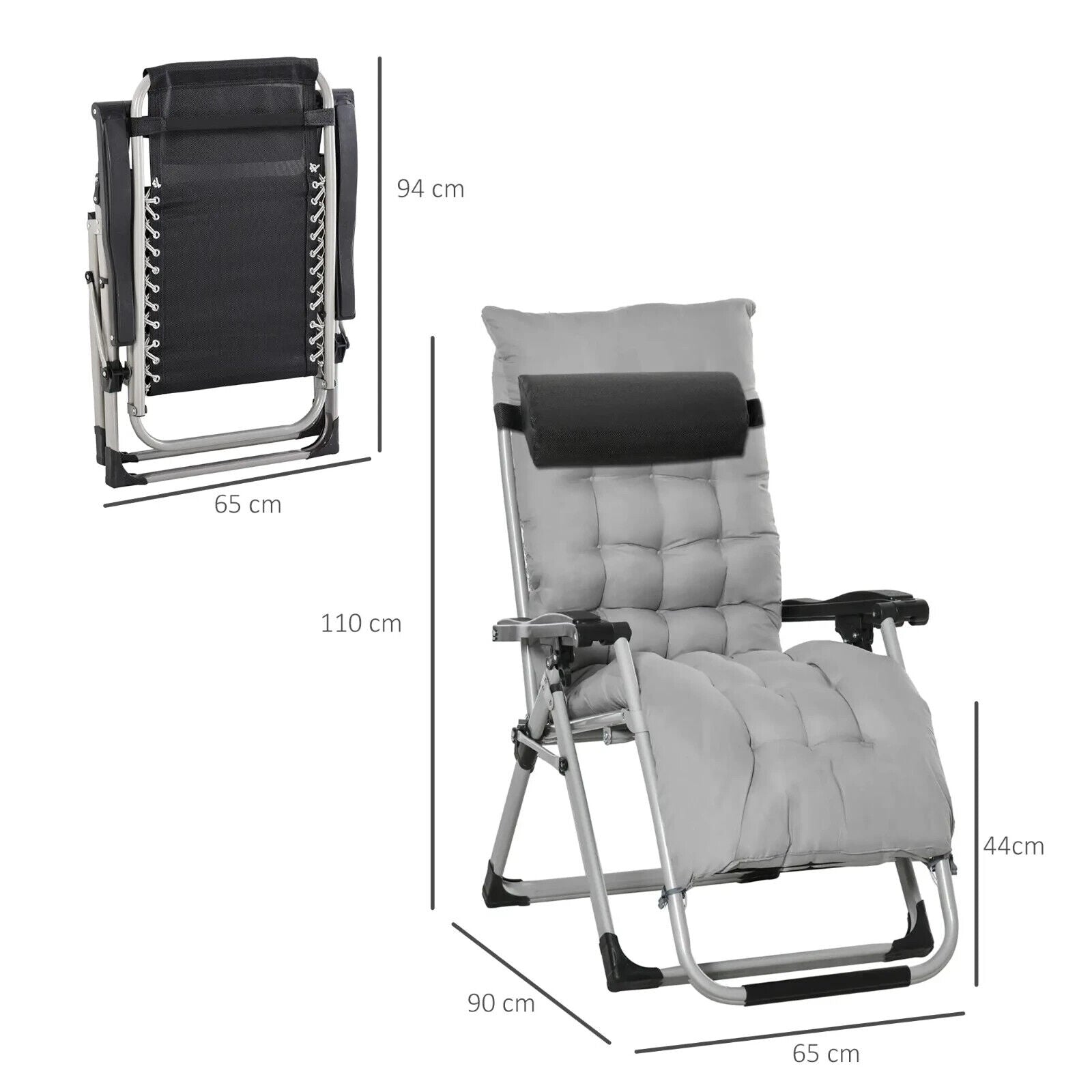 2 Piece Reclining Zero Gravity Folding Lounger Chairs with Cushions Light Grey - Home and Garden Furniture Shop - #rustic - furniture#