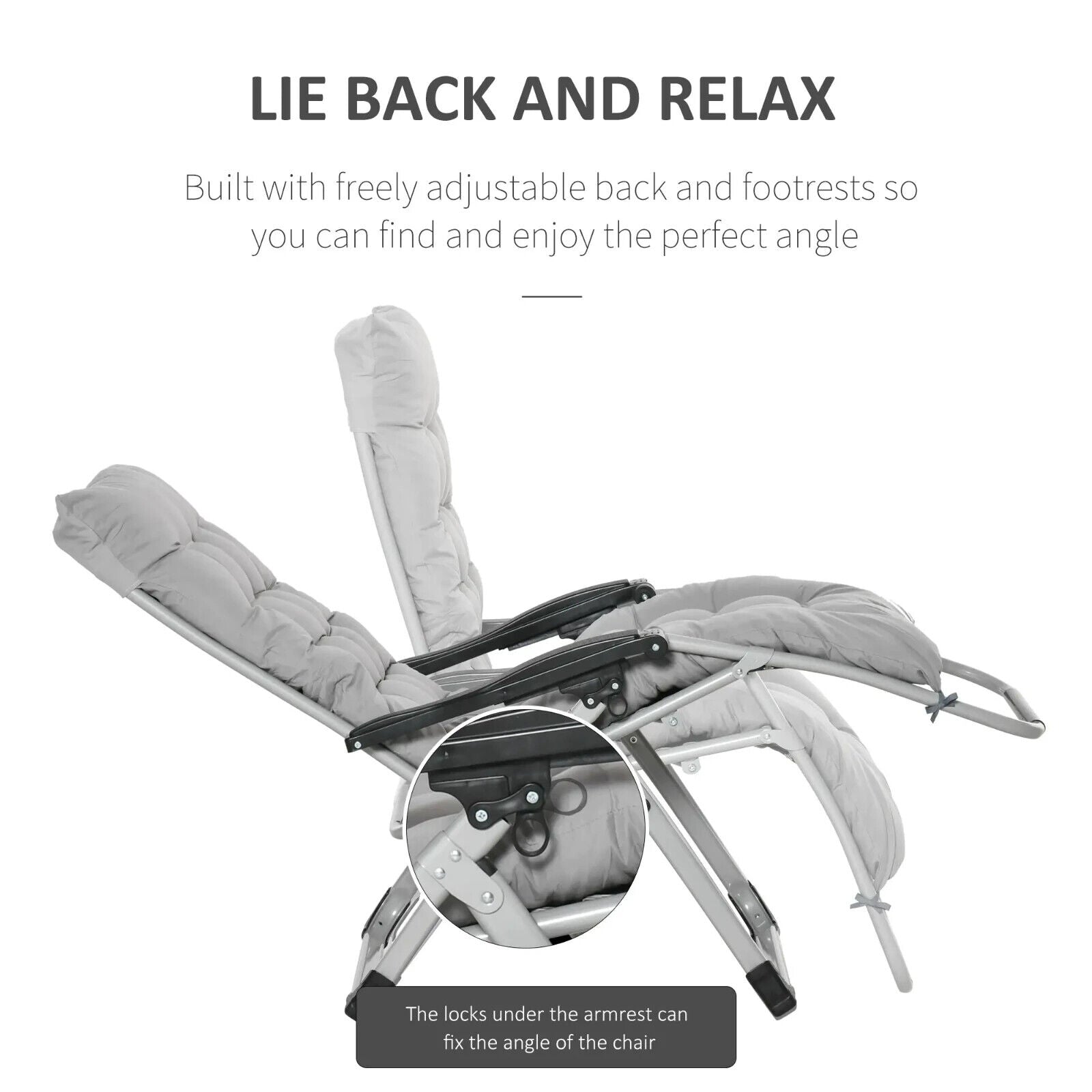2 Piece Reclining Zero Gravity Folding Lounger Chairs with Cushions Light Grey - Home and Garden Furniture Shop - #rustic - furniture#