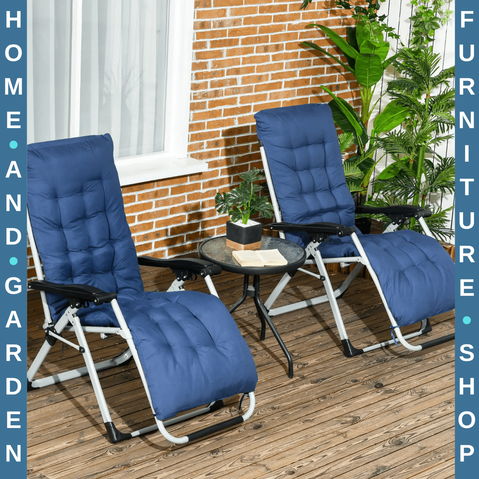 2 Piece Reclining Zero Gravity Sun Loungers with Cushions Outdoor Garden Chairs - Home and Garden Furniture Shop - #rustic - furniture#