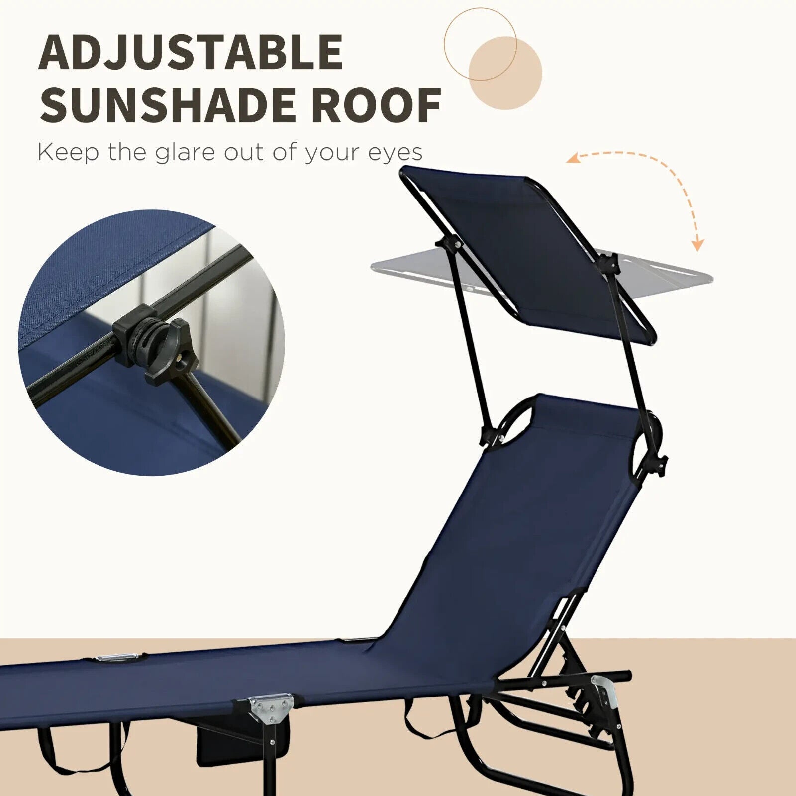 2 Piece Sun Loungers with Canopy Adjustable Garden Recliners with Side Pocket - Home and Garden Furniture Shop - #rustic - furniture#