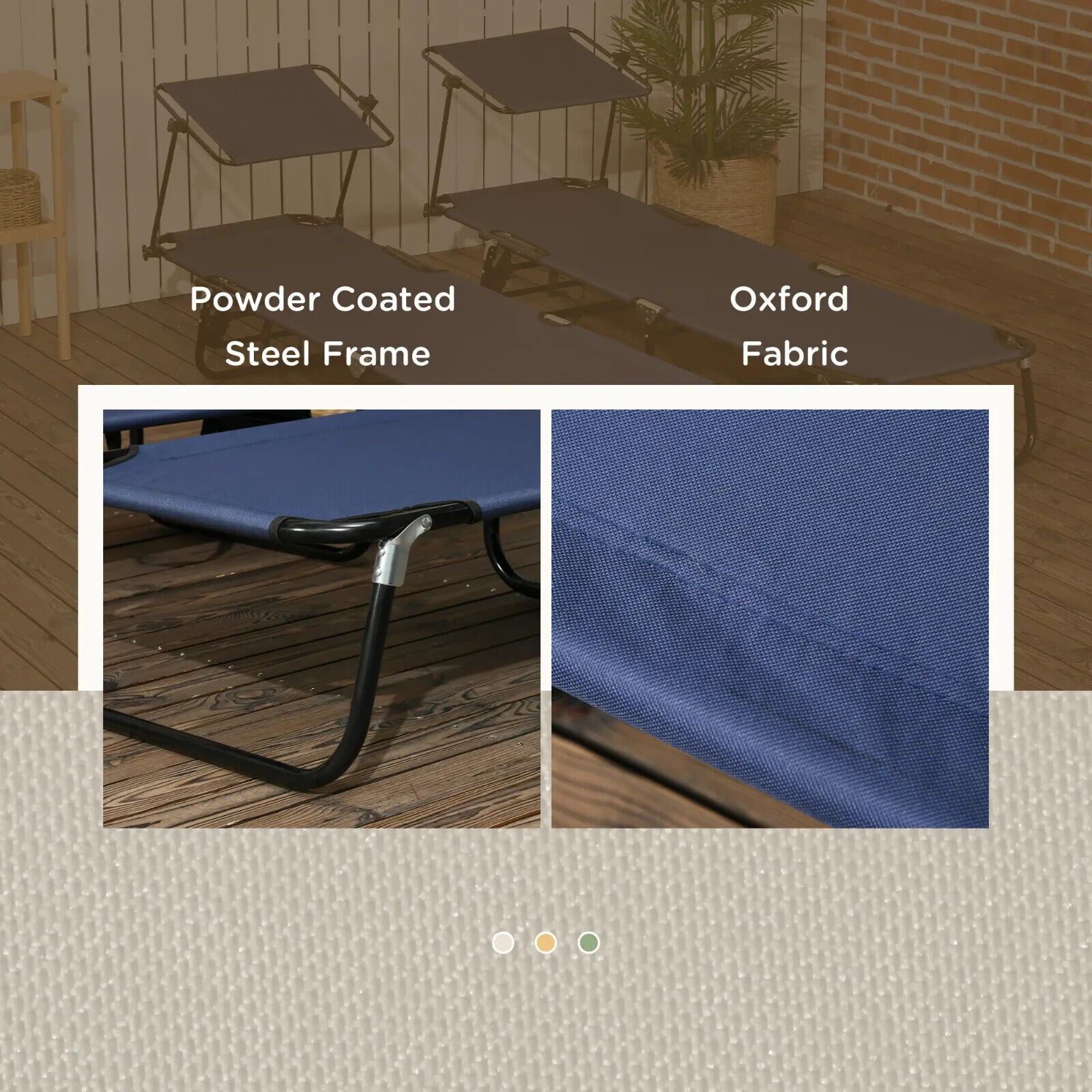 2 Piece Sun Loungers with Canopy Adjustable Garden Recliners with Side Pocket - Home and Garden Furniture Shop - #rustic - furniture#