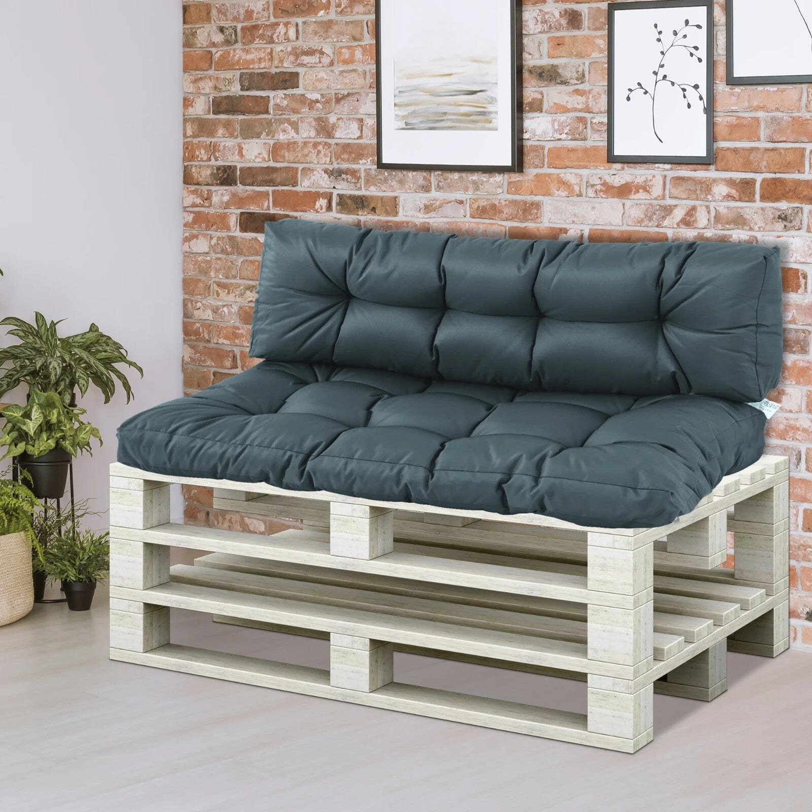 2 Piece Tufted Garden Pallet Cushion Set Seat and Back Pad for Indoor or Outdoor - Home and Garden Furniture Shop - rustic - furniture