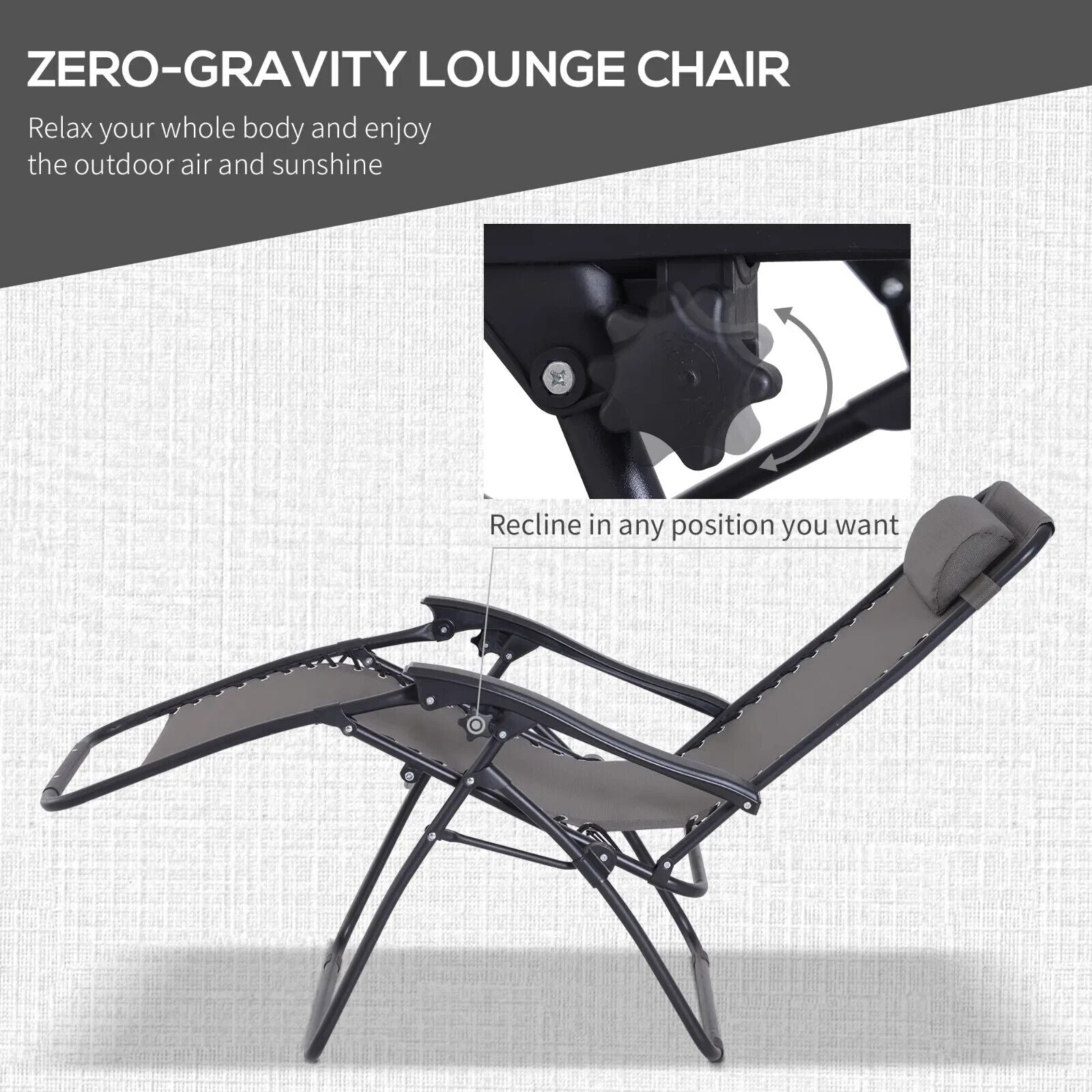 2 Piece Zero Gravity Chairs with Side Table Outdoor Garden Texteline Recliners - Home and Garden Furniture Shop - #rustic - furniture#