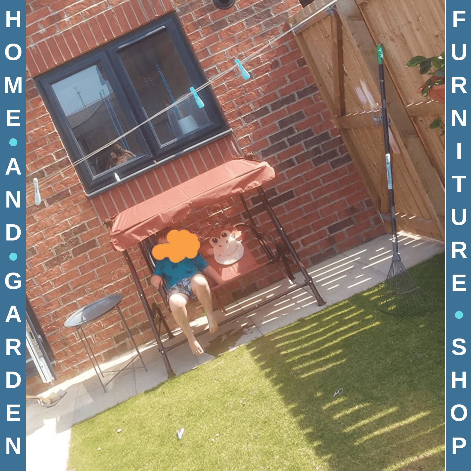 2 - Seat Kids Canopy Swing Chair with Adjustable Awning & Seat Belt Monkey Pattern - Home and Garden Furniture Shop - rustic - furniture