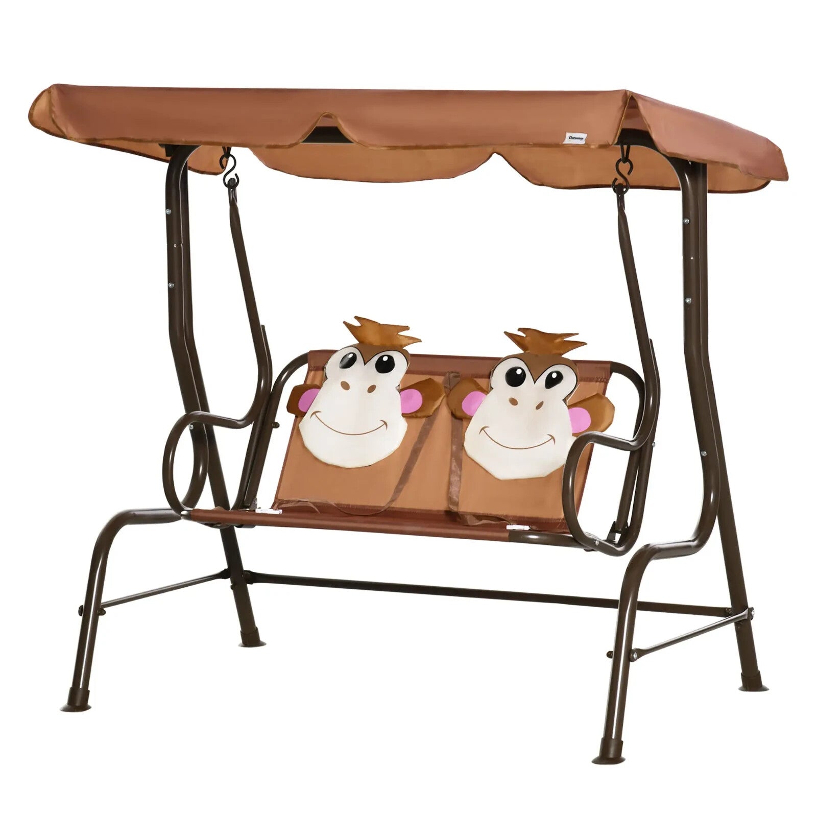 2 - Seat Kids Canopy Swing Chair with Adjustable Awning & Seat Belt Monkey Pattern - Home and Garden Furniture Shop - rustic - furniture