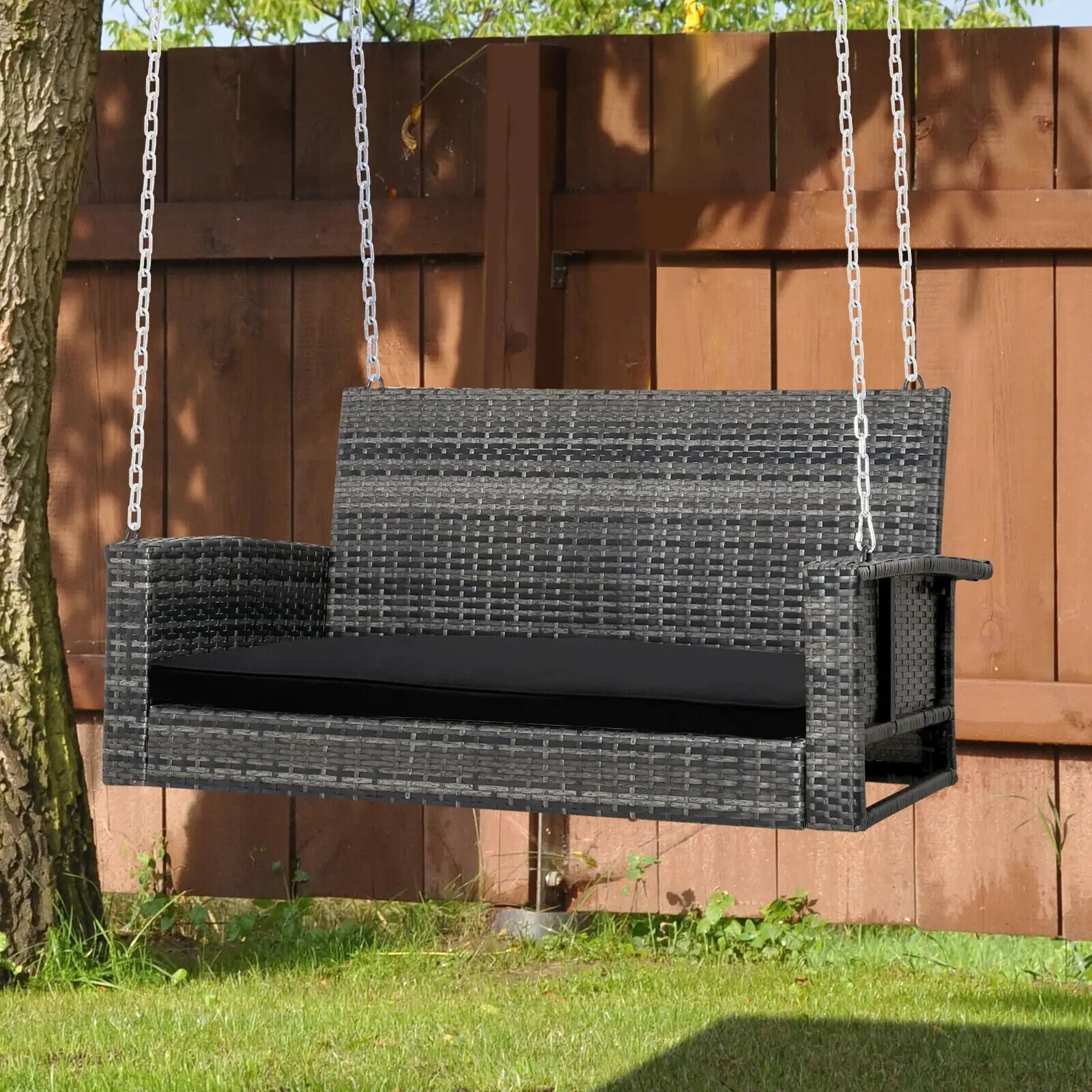 2 - Seater Bench Cushion Replacement Bench Cushion Polyester Cover Seat Pad Black - Home and Garden Furniture Shop - #rustic - furniture#