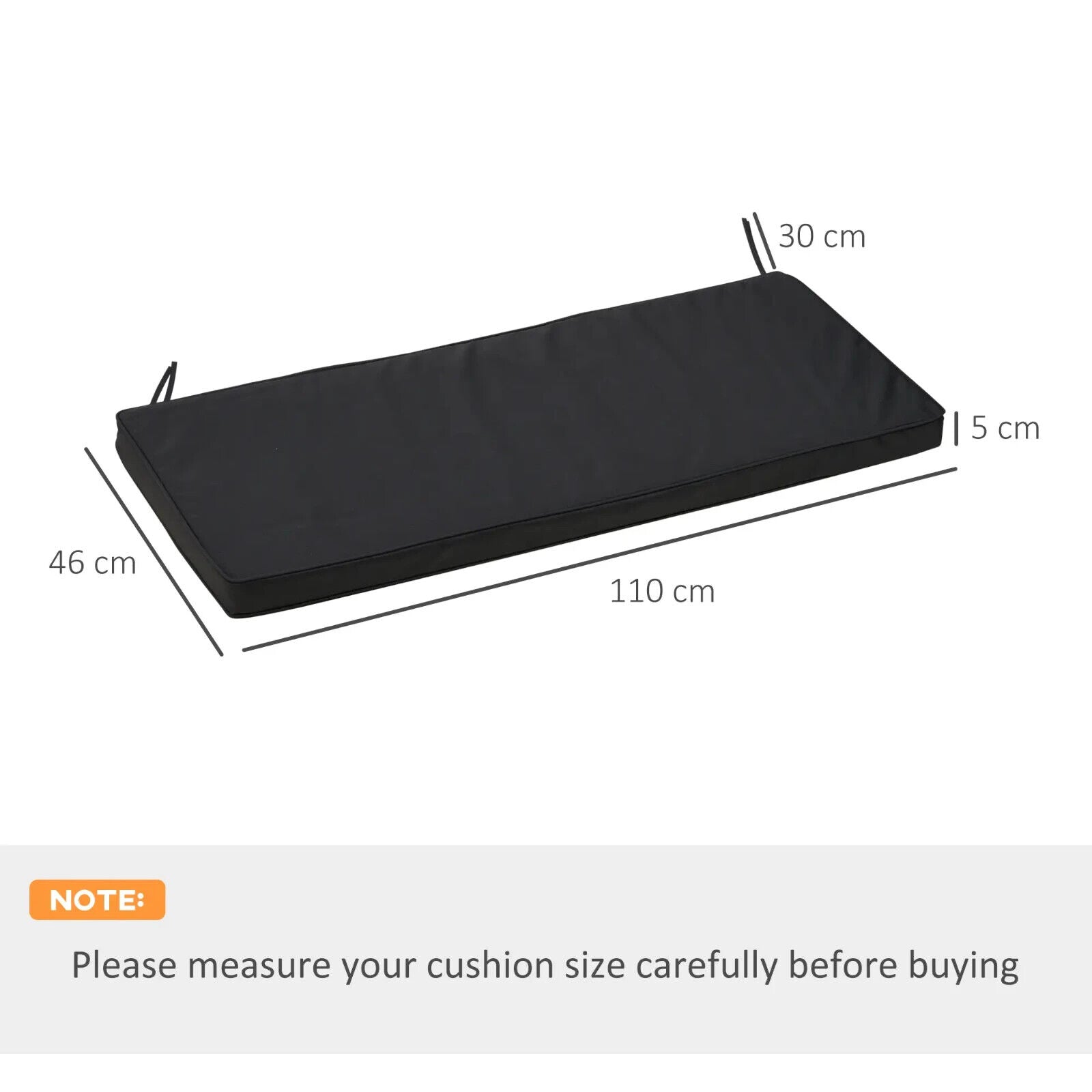 2 - Seater Bench Cushion Replacement Bench Cushion Polyester Cover Seat Pad Black - Home and Garden Furniture Shop - #rustic - furniture#