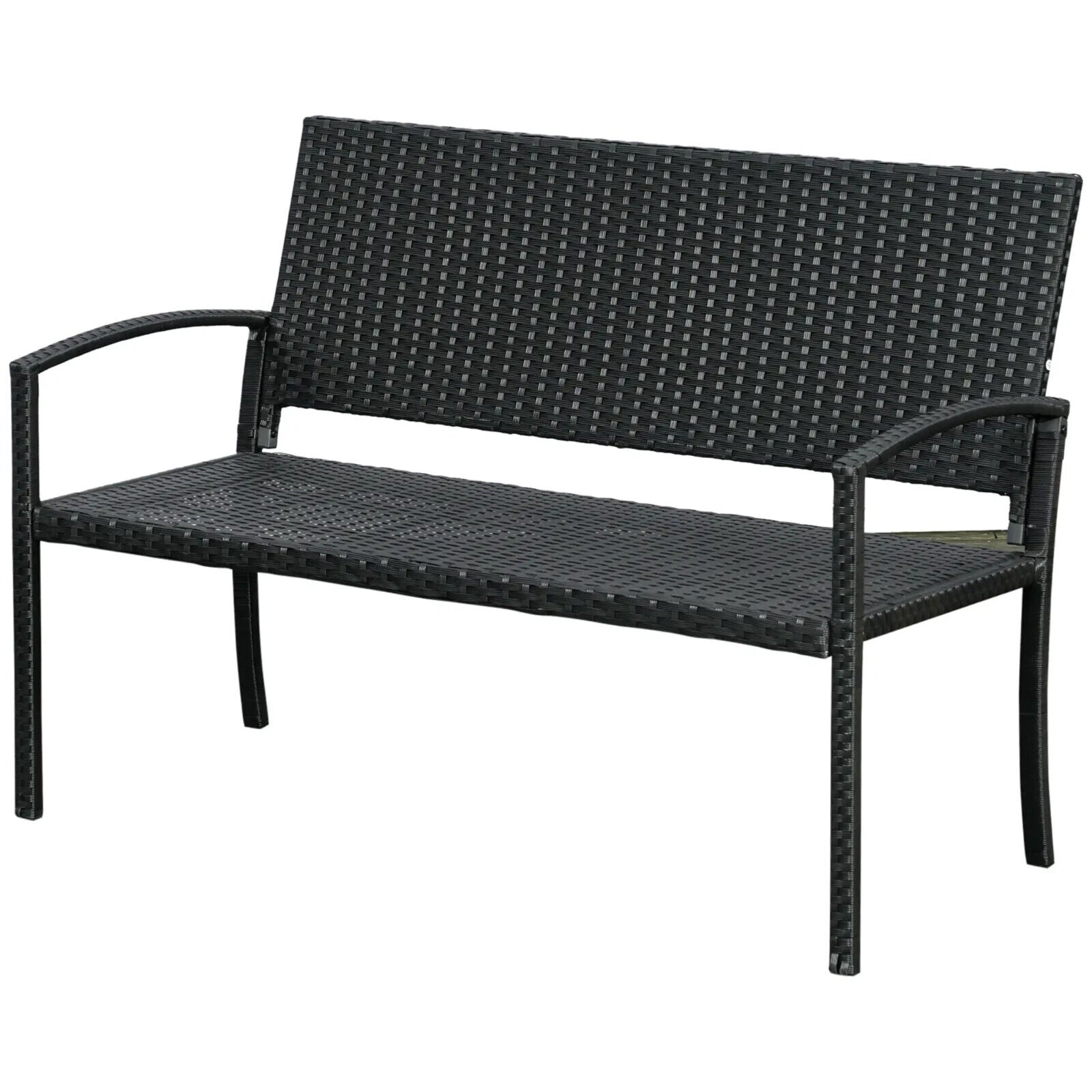 2 Seater Black Garden Bench Patio Rattan Love Seat Outdoor Blacony Bench Chair - Home and Garden Furniture Shop - #rustic - furniture#